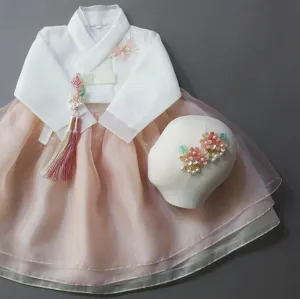 Miho Layered Coral Dress Girl Hanbok (1-8YR)