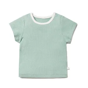 Mint Ribbed Short Sleeve Top