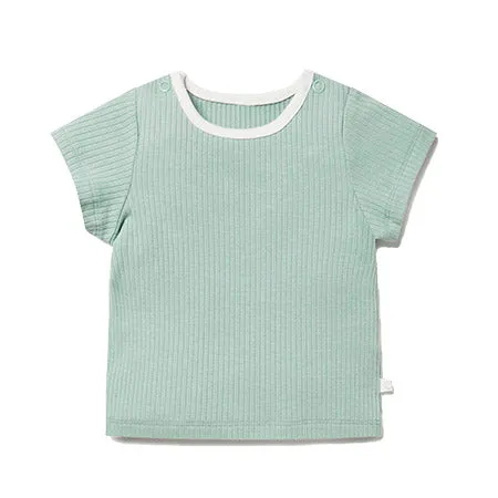 Mint Ribbed Short Sleeve Top