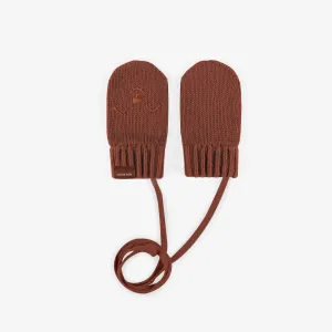 Mitaines brunes de maille, bébé || Brown knitted mittens, baby