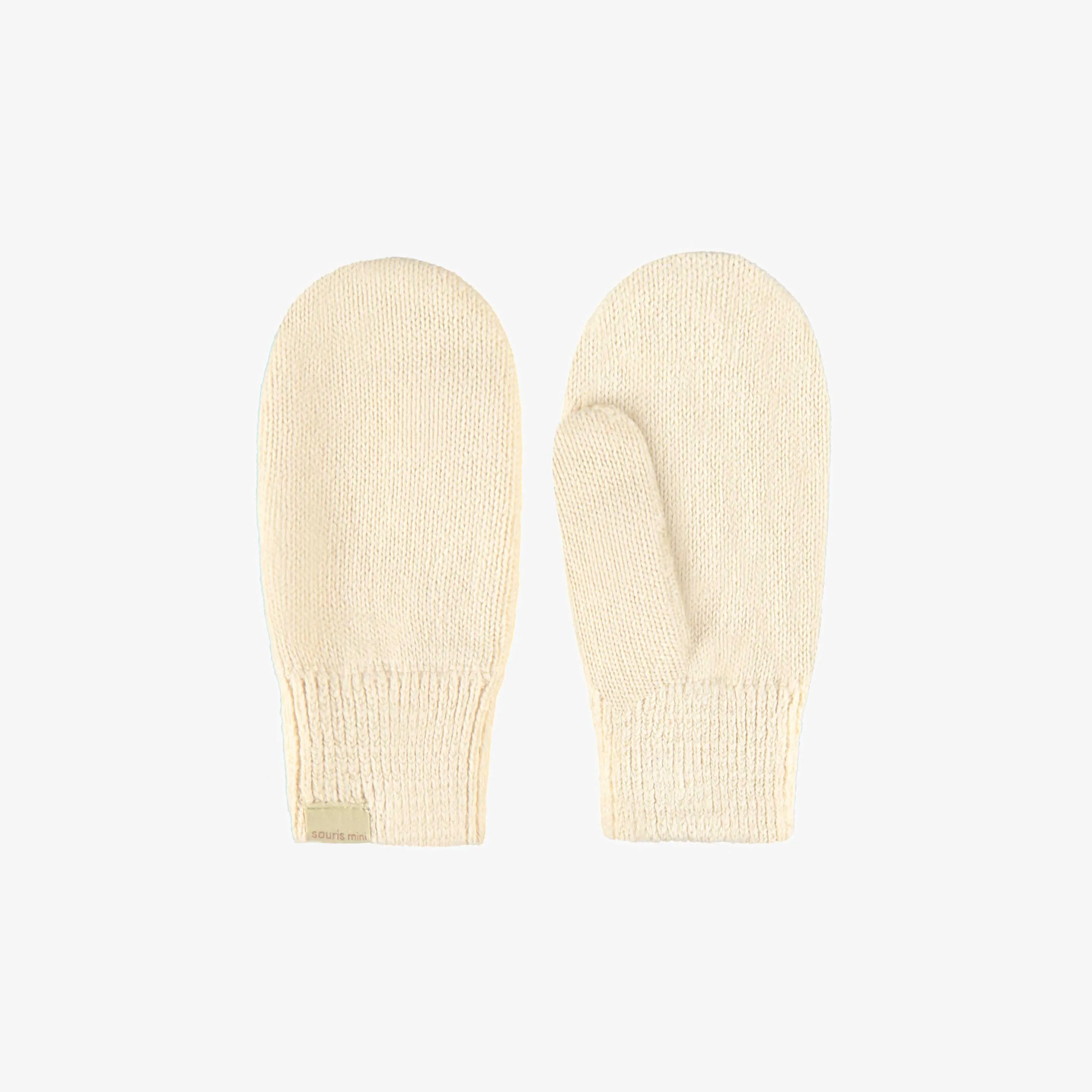 Mitaines crème en tricot, enfant || Cream knitted mittens, child