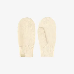 Mitaines crème en tricot, enfant || Cream knitted mittens, child
