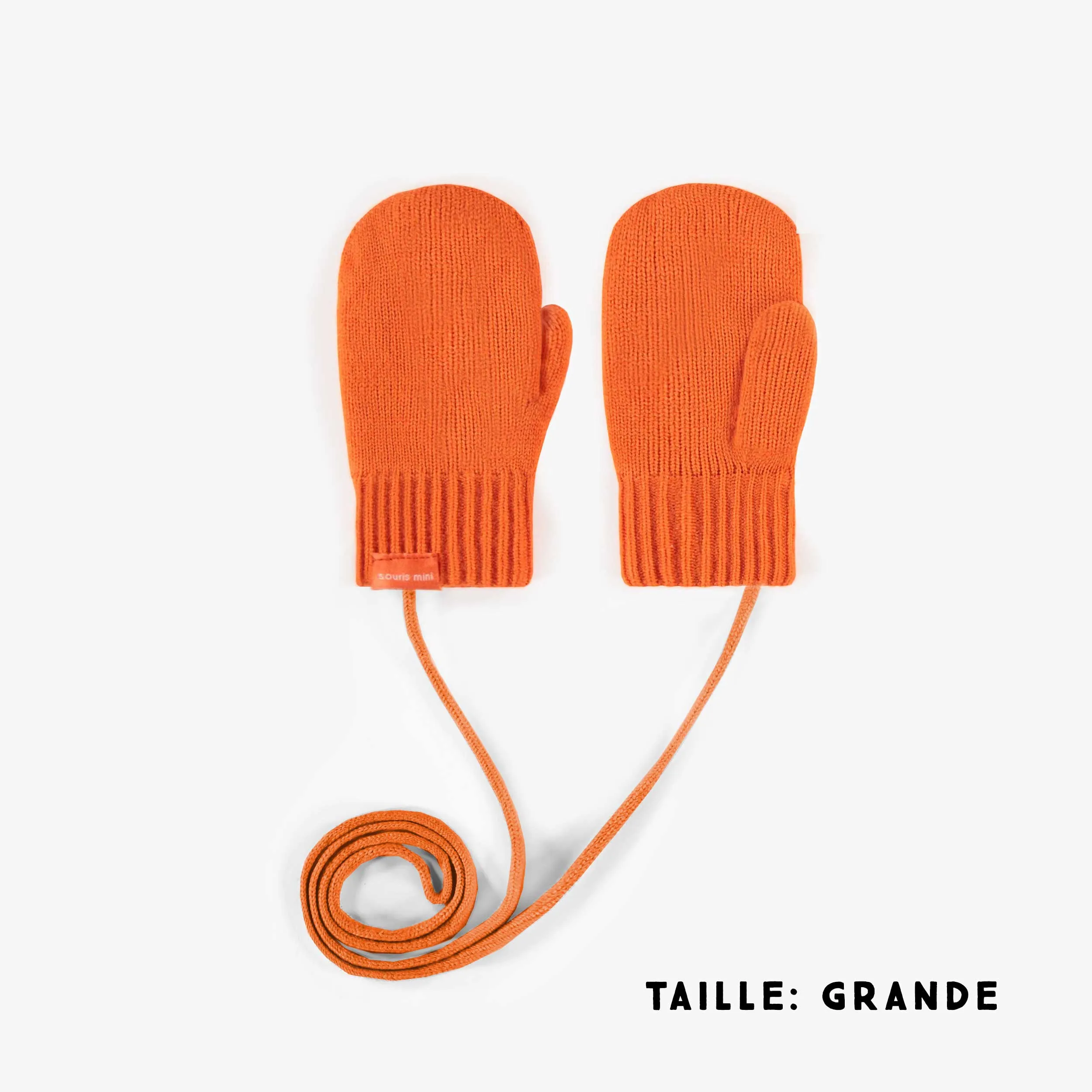 Mitaines de maille orange, bébé || Orange knitted mittens, baby