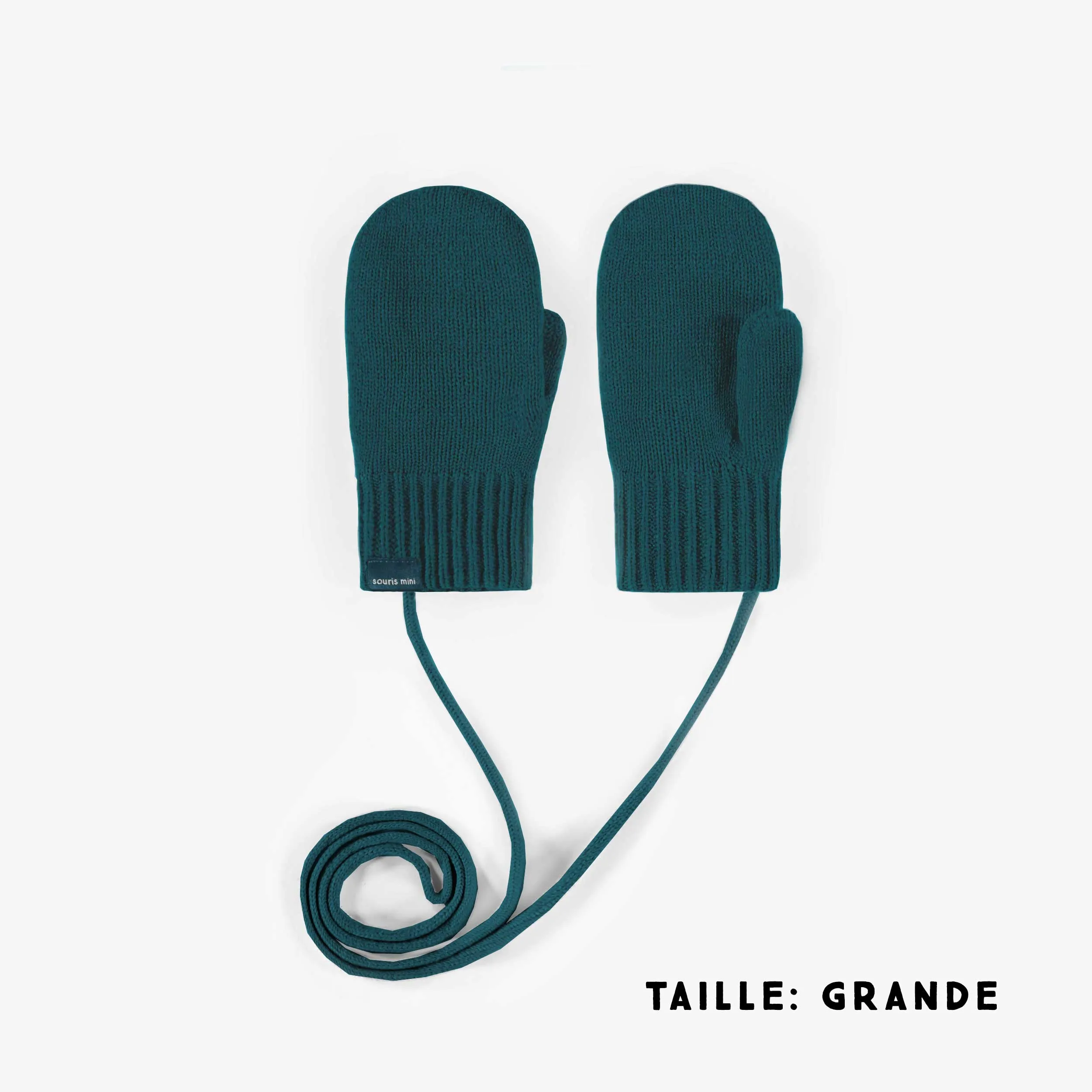 Mitaines de maille turquoise foncé, bébé  || Dark turquoise knitted mittens, baby