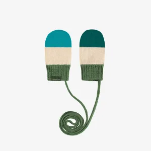 Mitaines en tricot turquoise, vertes et crème, bébé || Turquoise, green and cream knitted mittens, baby