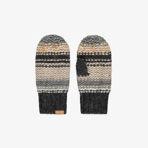 Mitaines noires et grises en maille avec dégradé de couleur, enfant || Black and gray knitted mittens with color gradient, child