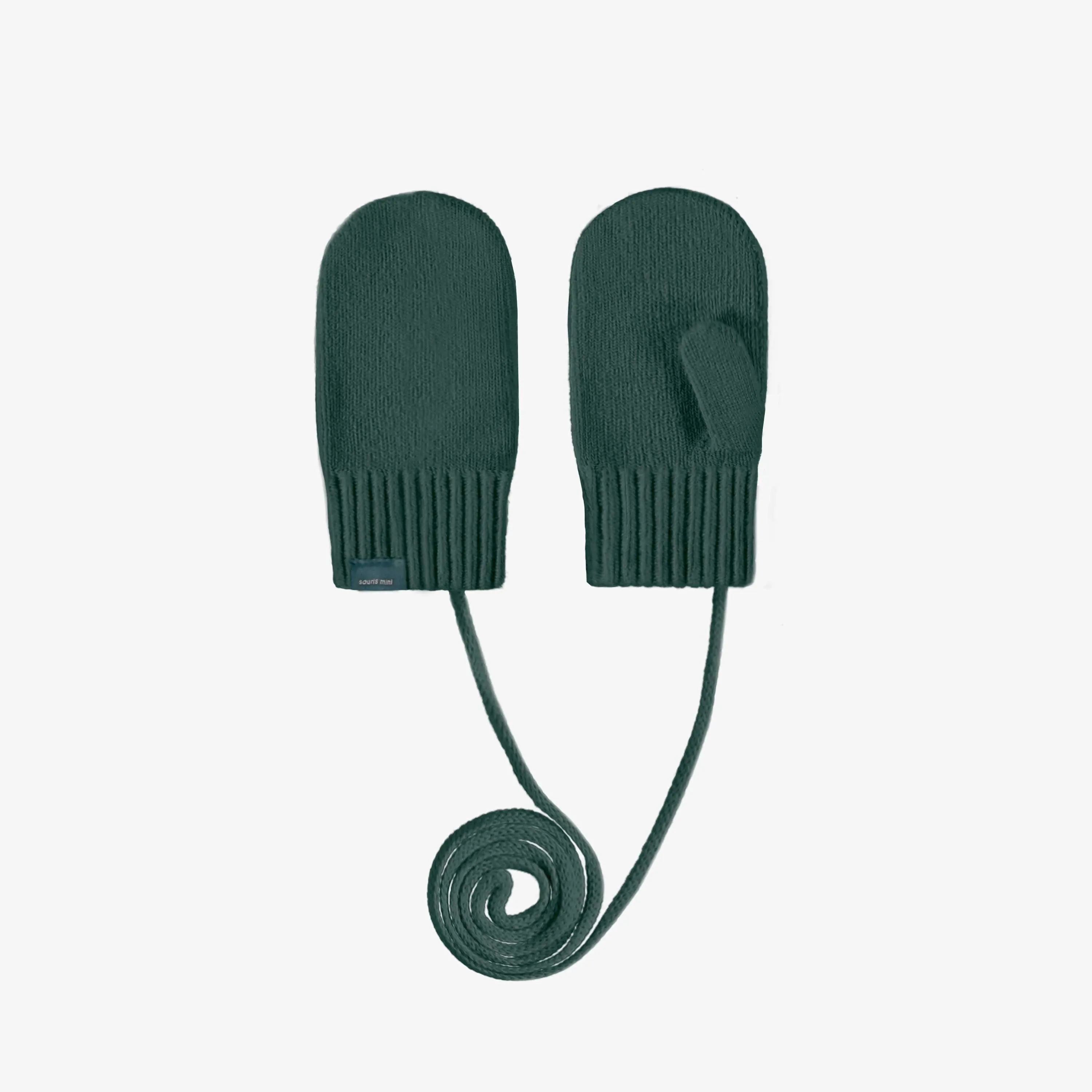 Mitaines vert sarcelle de maille, bébé || Teal green knitted mittens, baby