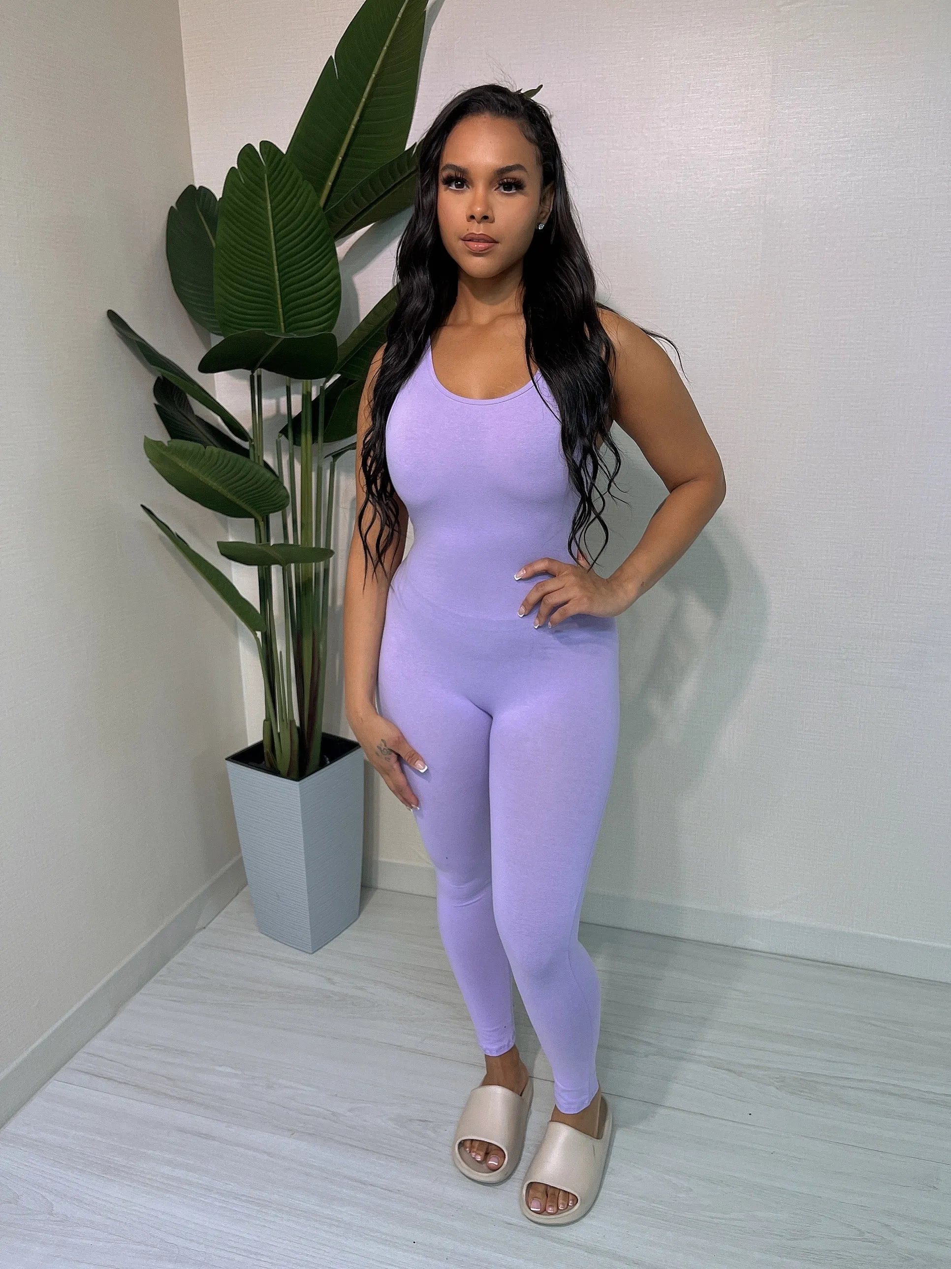 MJ222H-PLAIN TANK JUMPSUIT