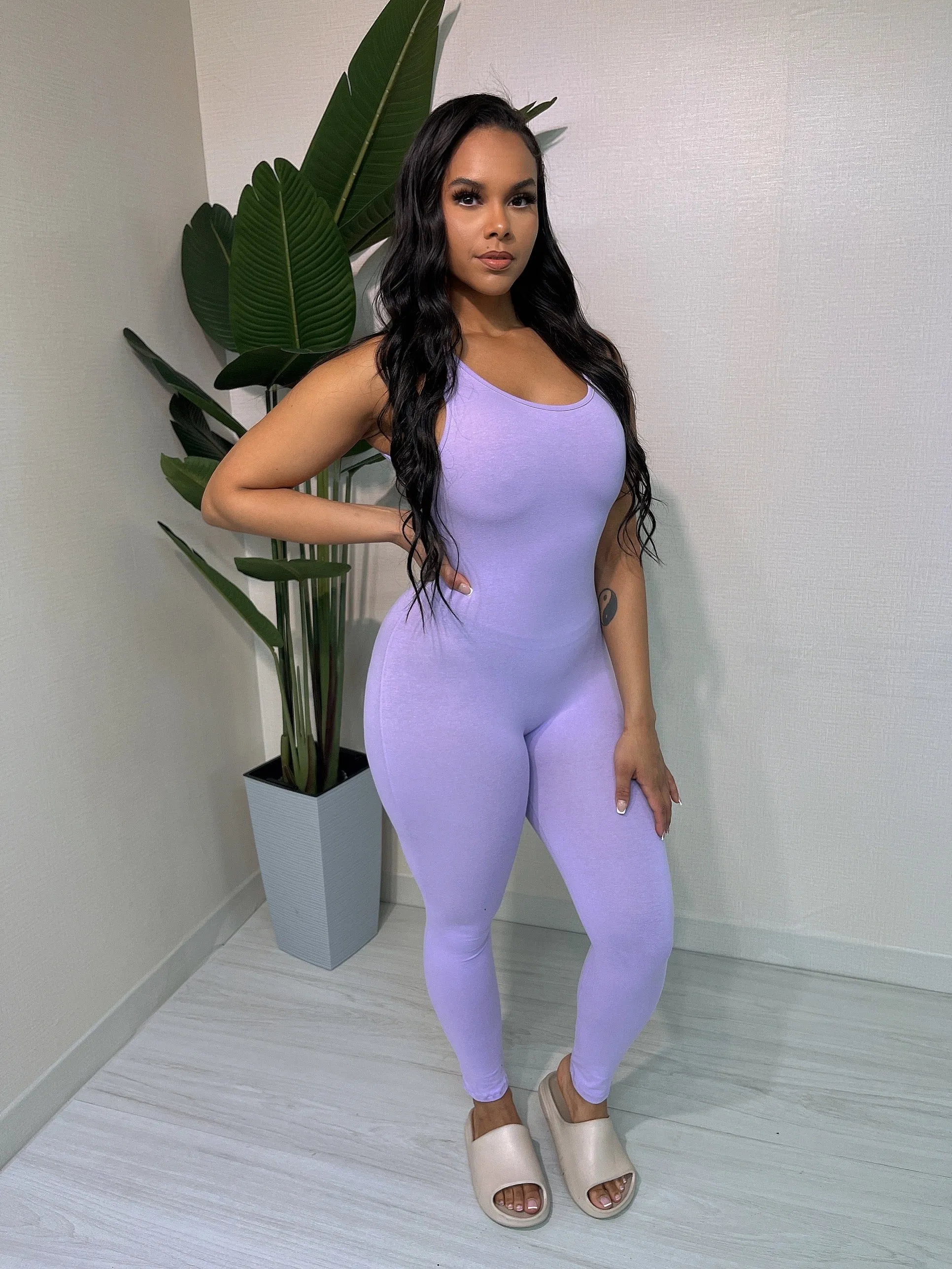 MJ222H-PLAIN TANK JUMPSUIT