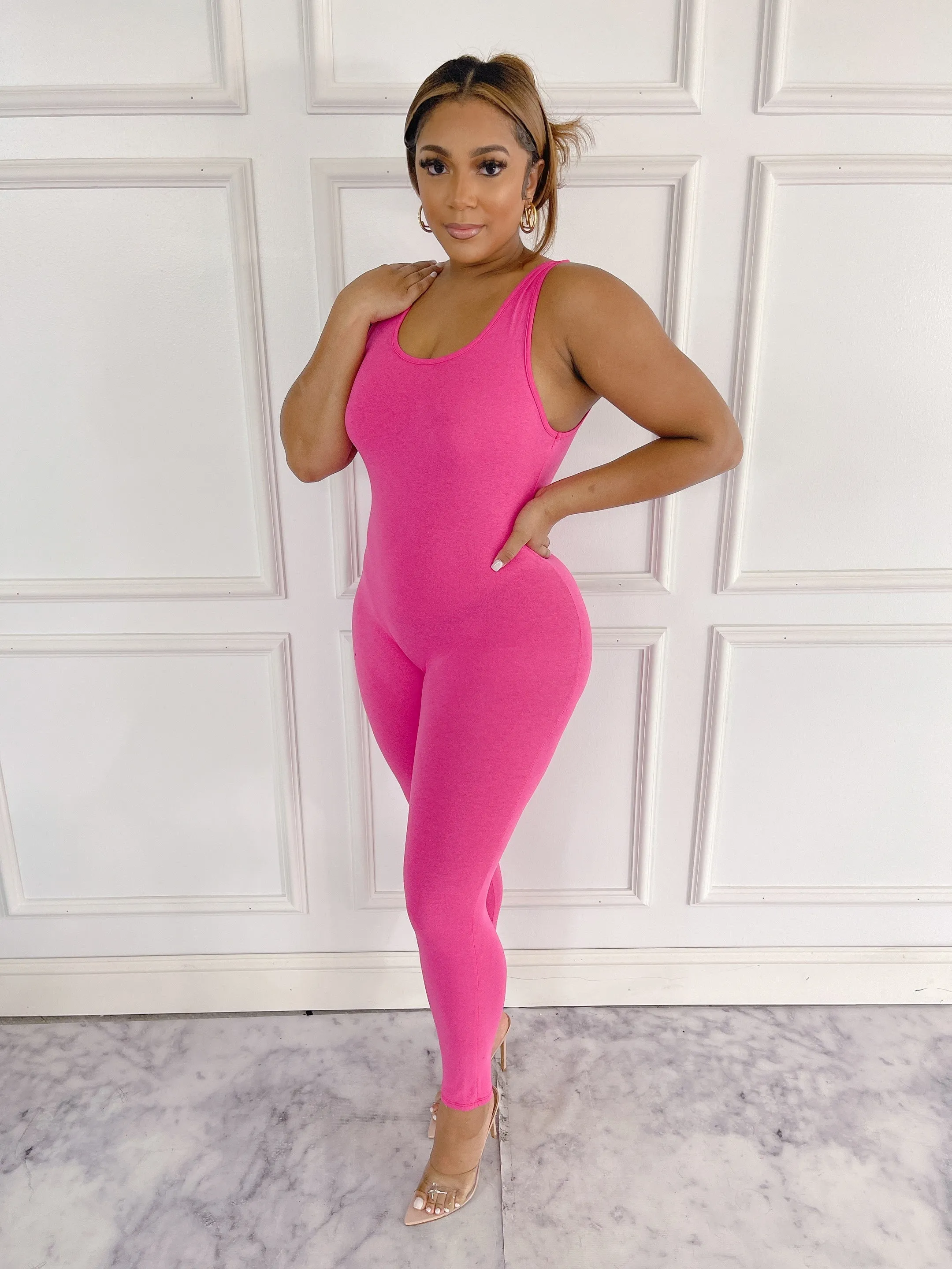 MJ222H-PLAIN TANK JUMPSUIT