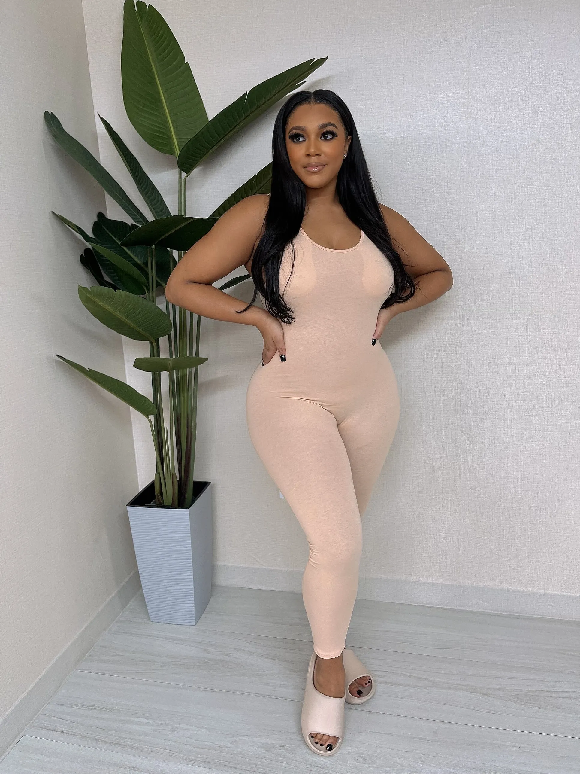 MJ222H-PLAIN TANK JUMPSUIT