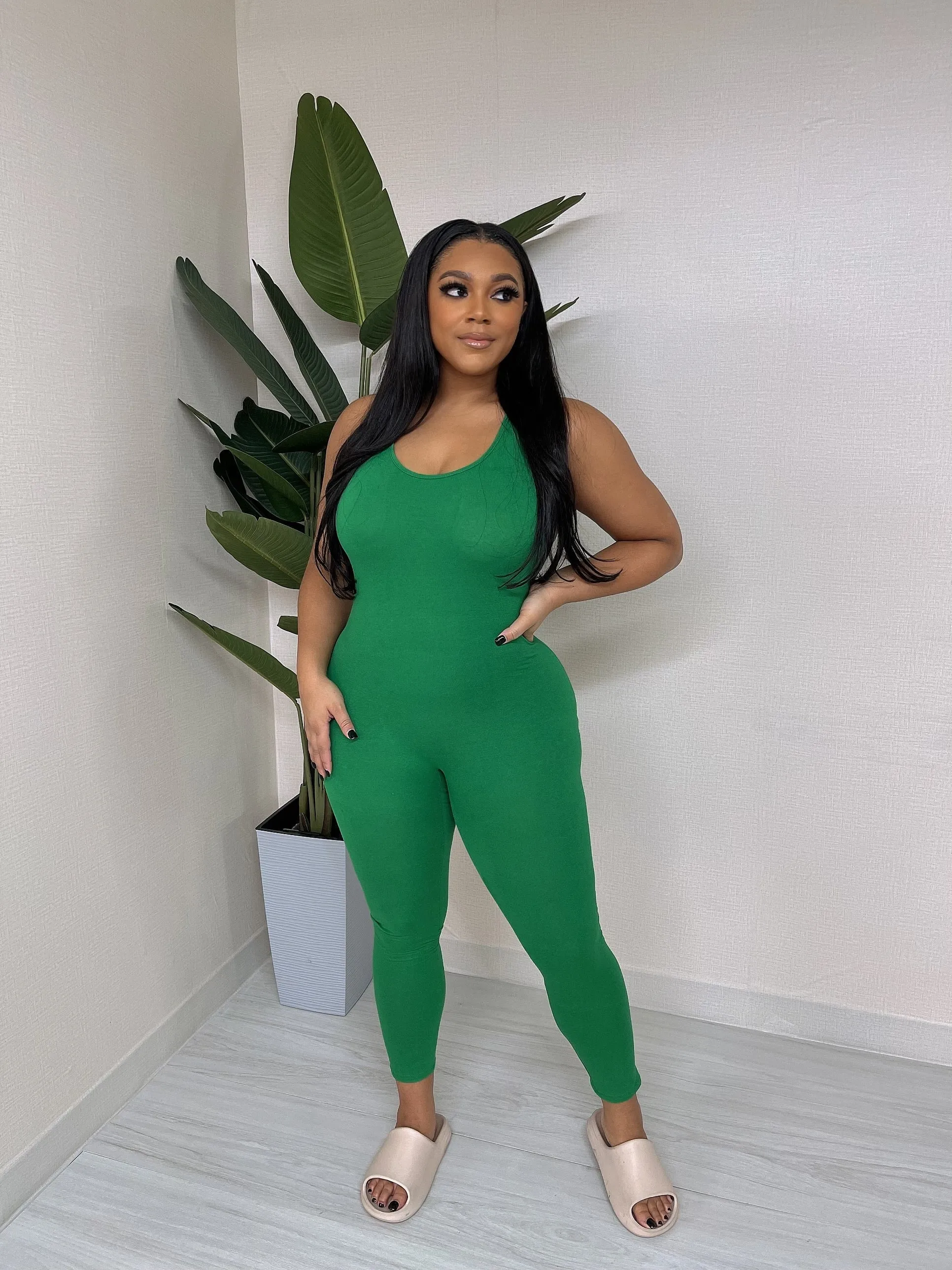 MJ222H-PLAIN TANK JUMPSUIT