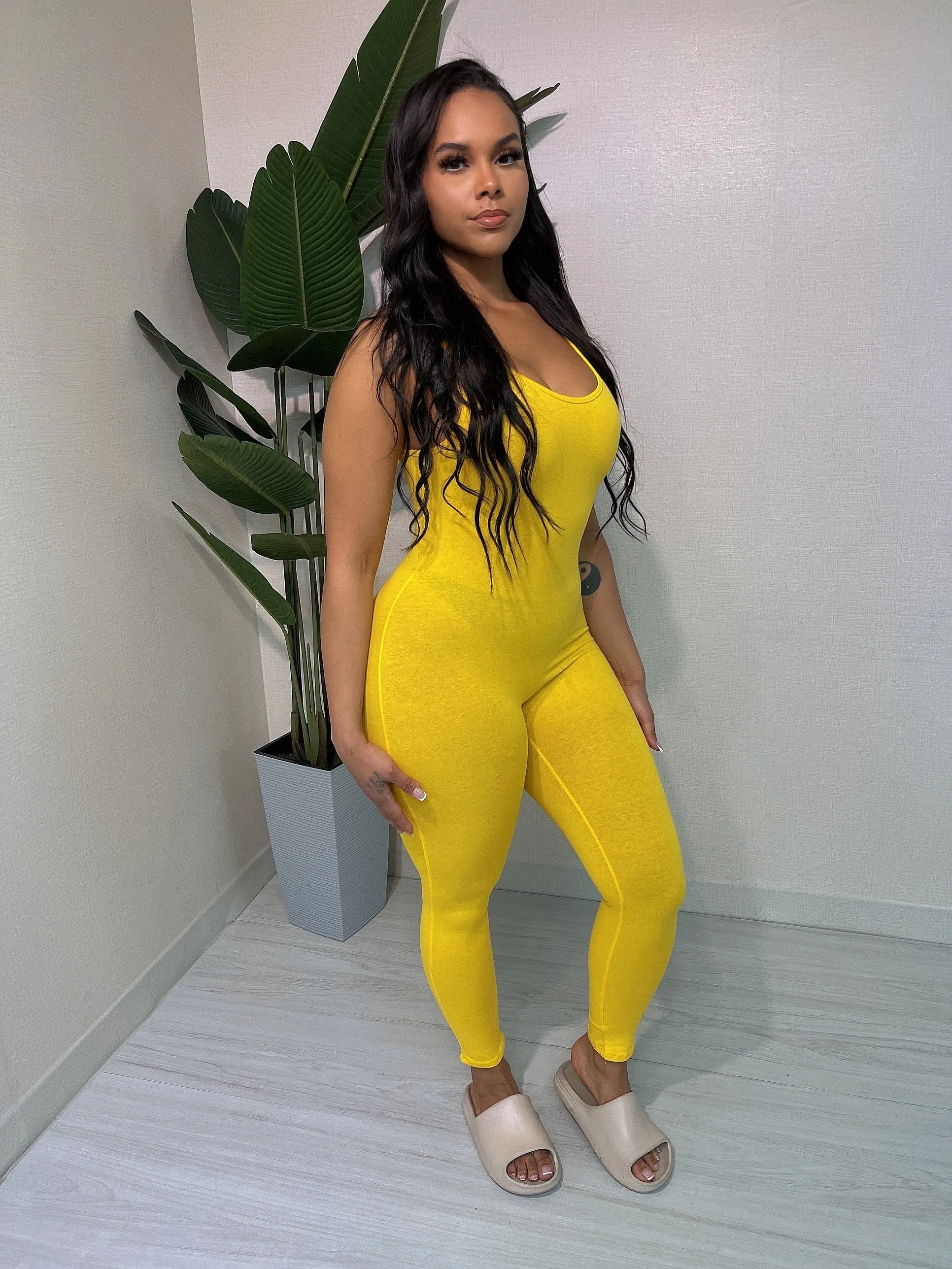 MJ222H-PLAIN TANK JUMPSUIT