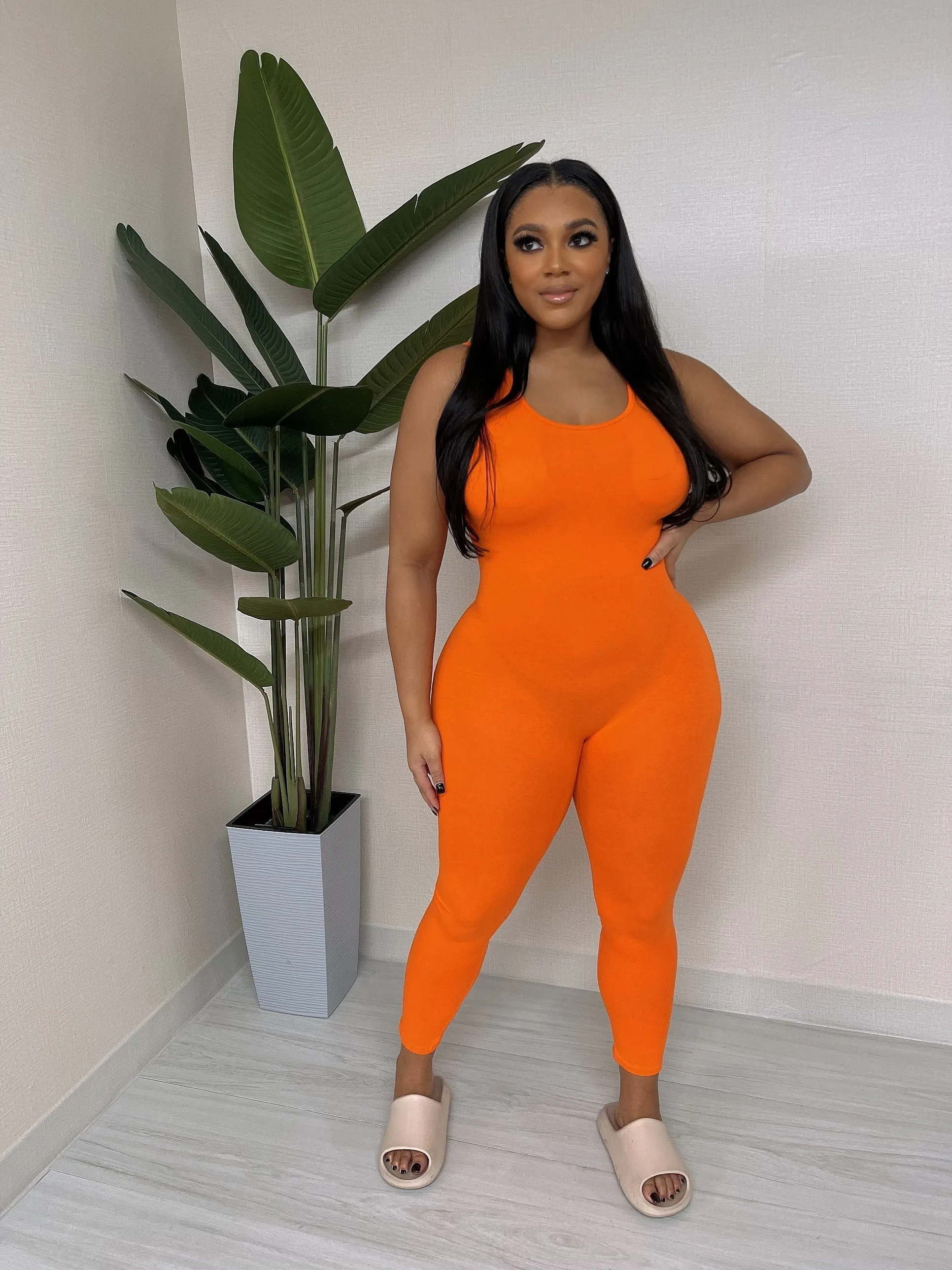MJ222H-PLAIN TANK JUMPSUIT