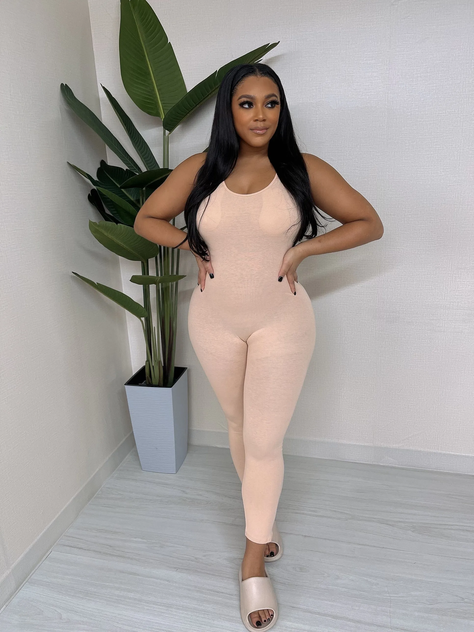 MJ222H-PLAIN TANK JUMPSUIT