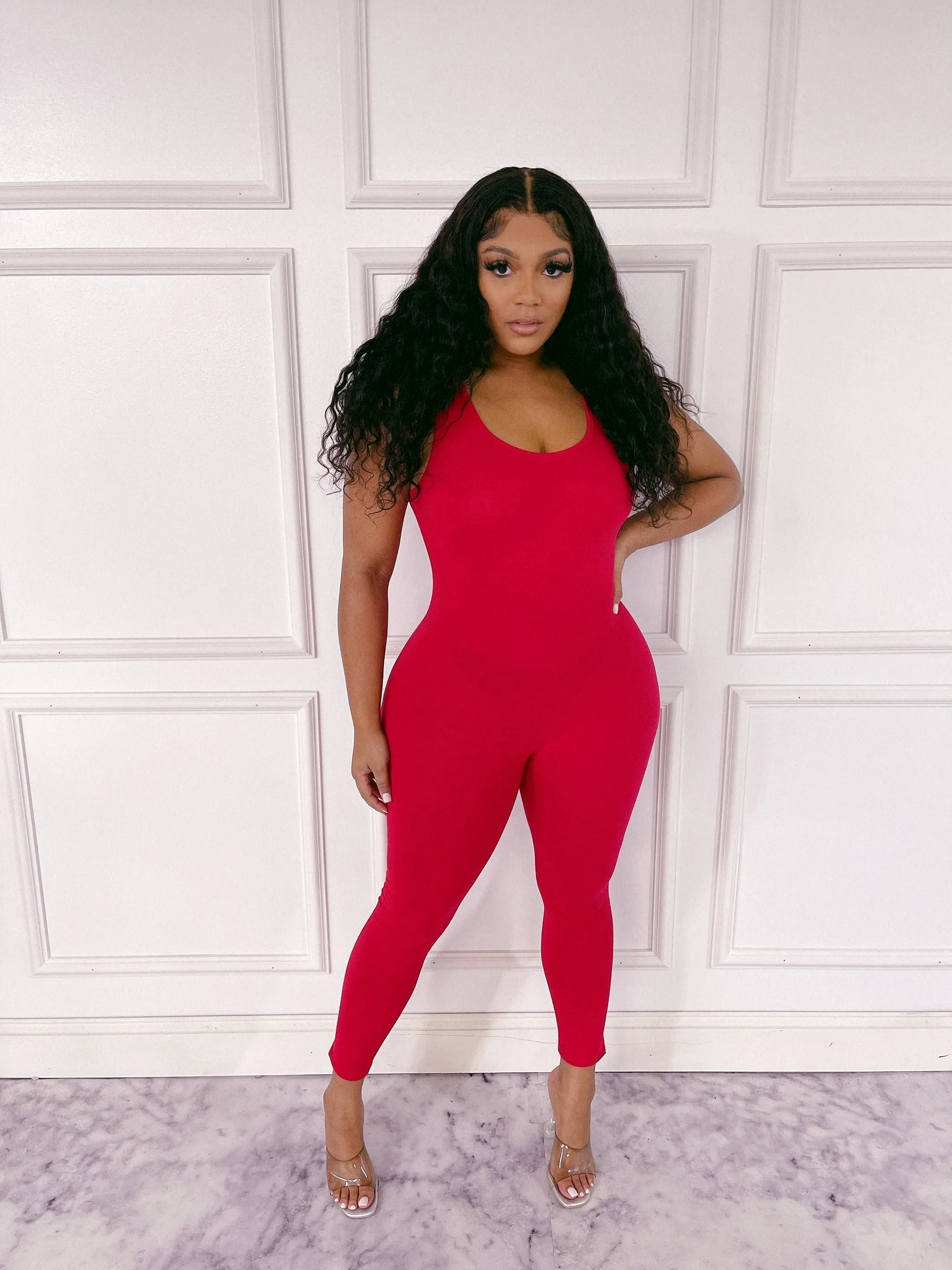 MJ222H-PLAIN TANK JUMPSUIT