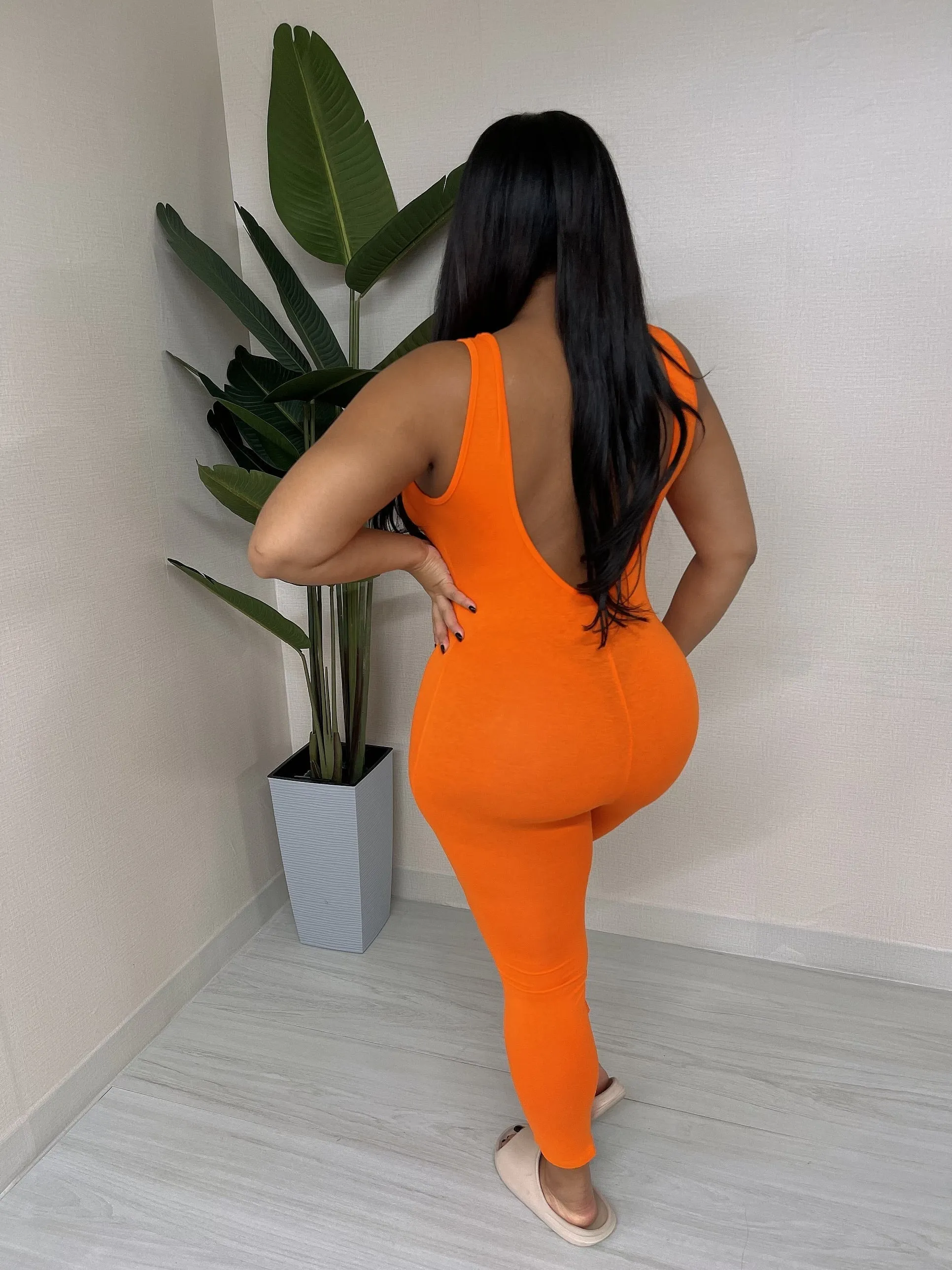 MJ222H-PLAIN TANK JUMPSUIT