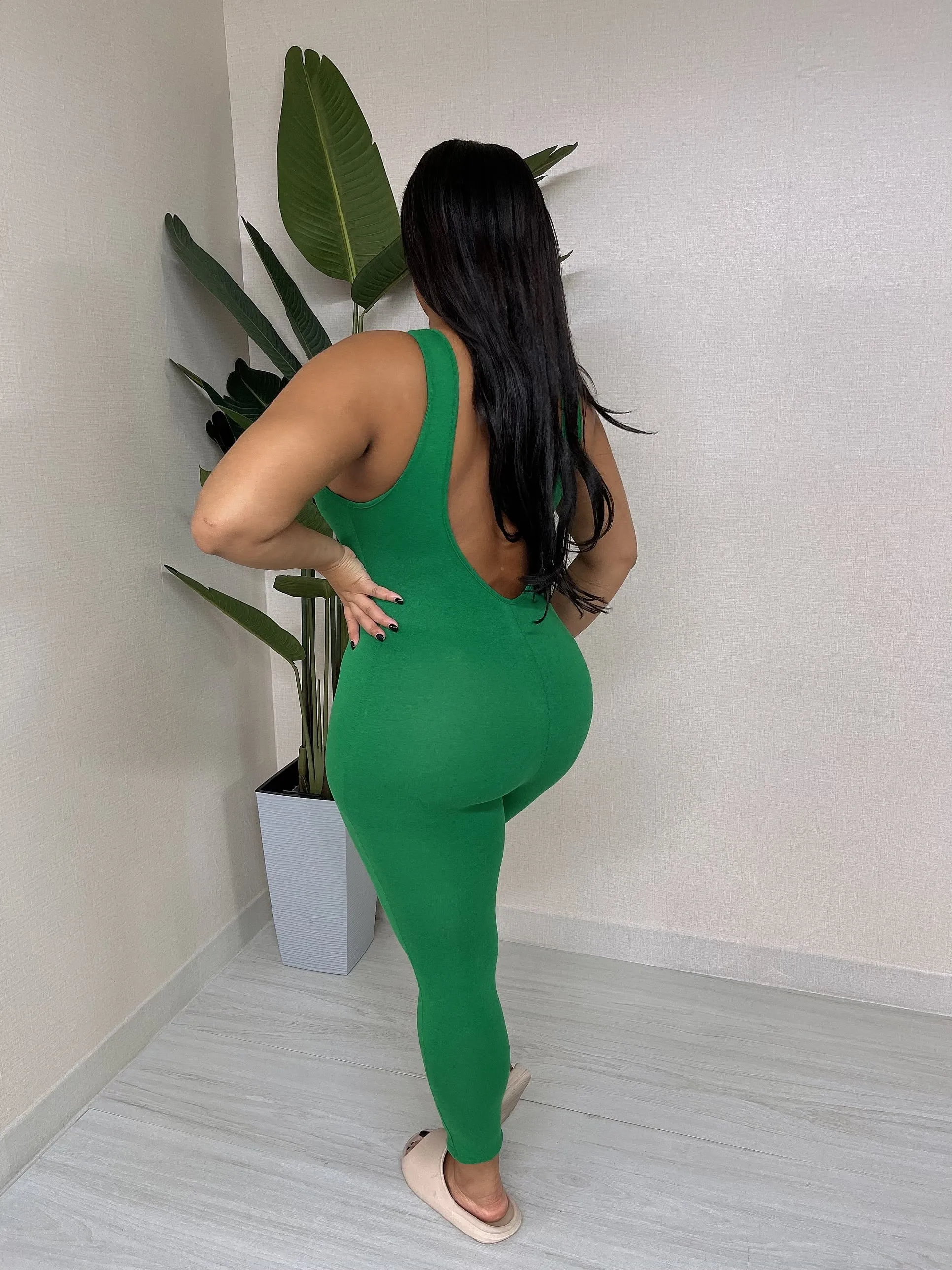 MJ222H-PLAIN TANK JUMPSUIT