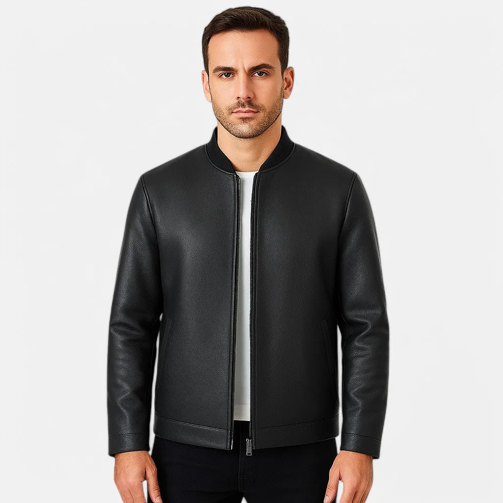 Monacogents | Premium Sheep Leather Jacket with Mock Collar