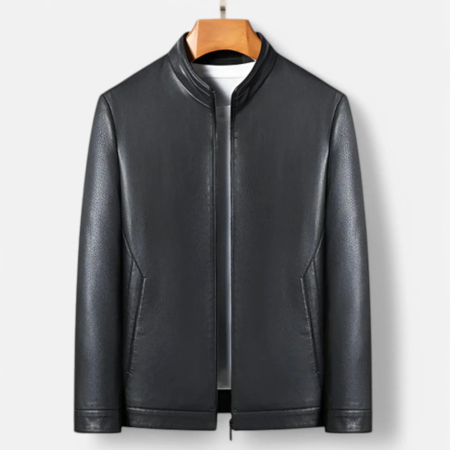 Monacogents | Premium Sheep Leather Jacket with Mock Collar