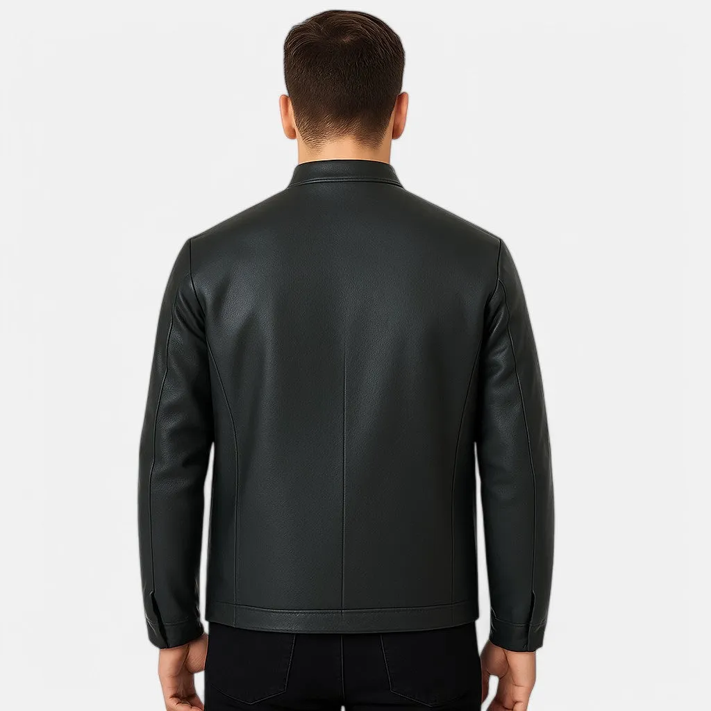 Monacogents | Premium Sheep Leather Jacket with Mock Collar