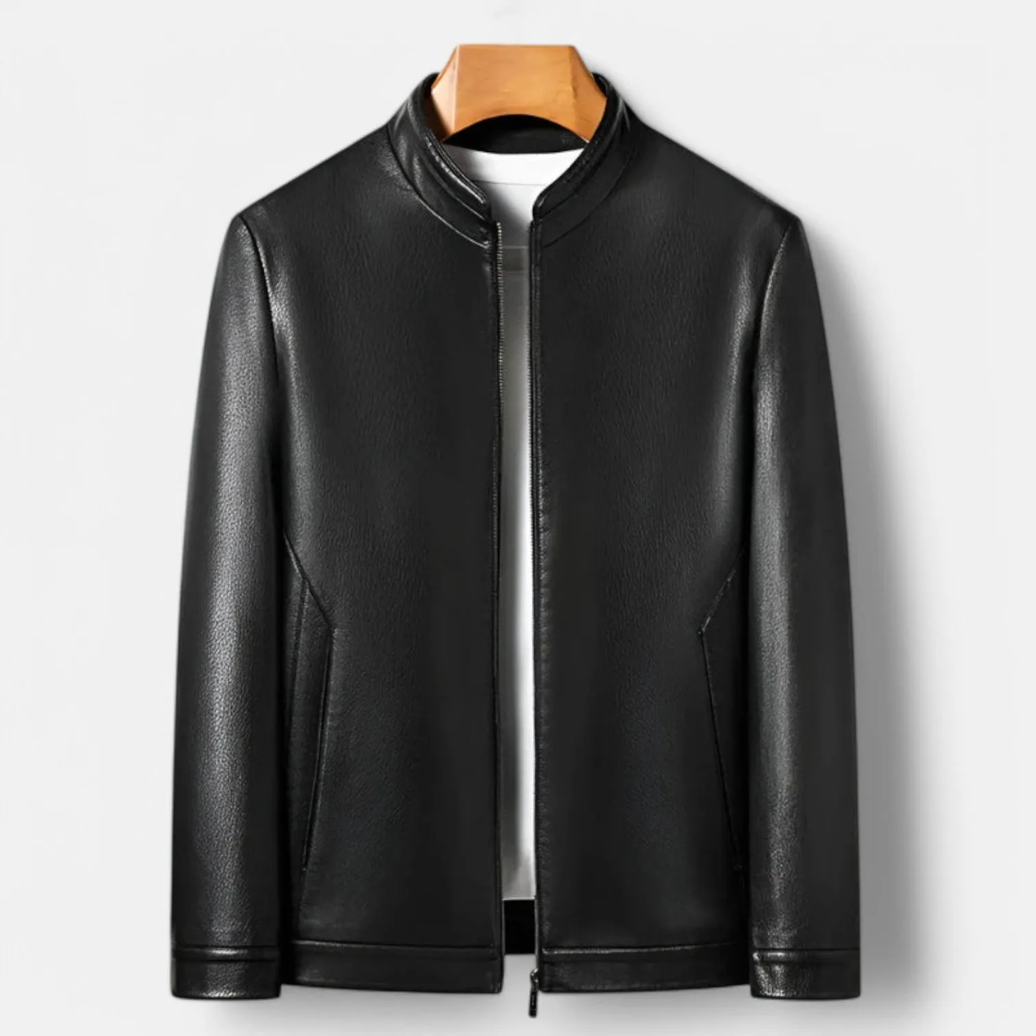Monacogents | Premium Sheep Leather Jacket with Mock Collar
