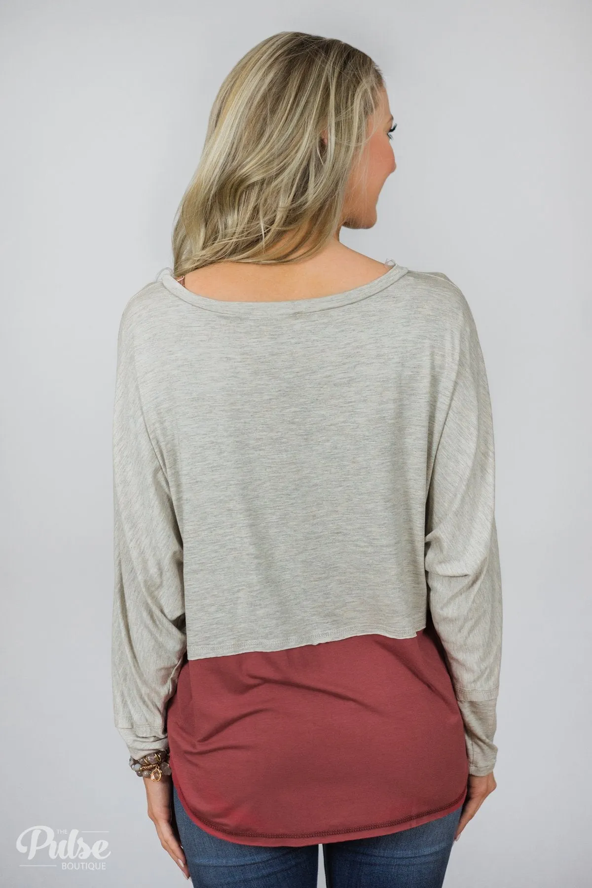 More Than Enough Dolman Color Block Top- Cream & Marsala