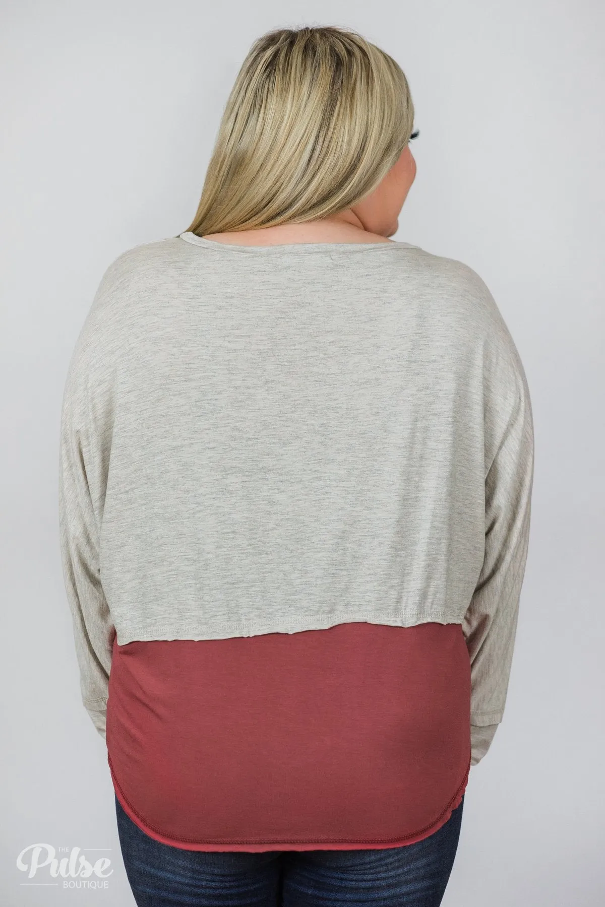 More Than Enough Dolman Color Block Top- Cream & Marsala