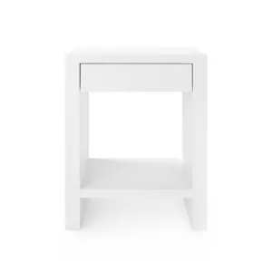 Morgan Grasscloth 1-Drawer Side Table / Chiffon White