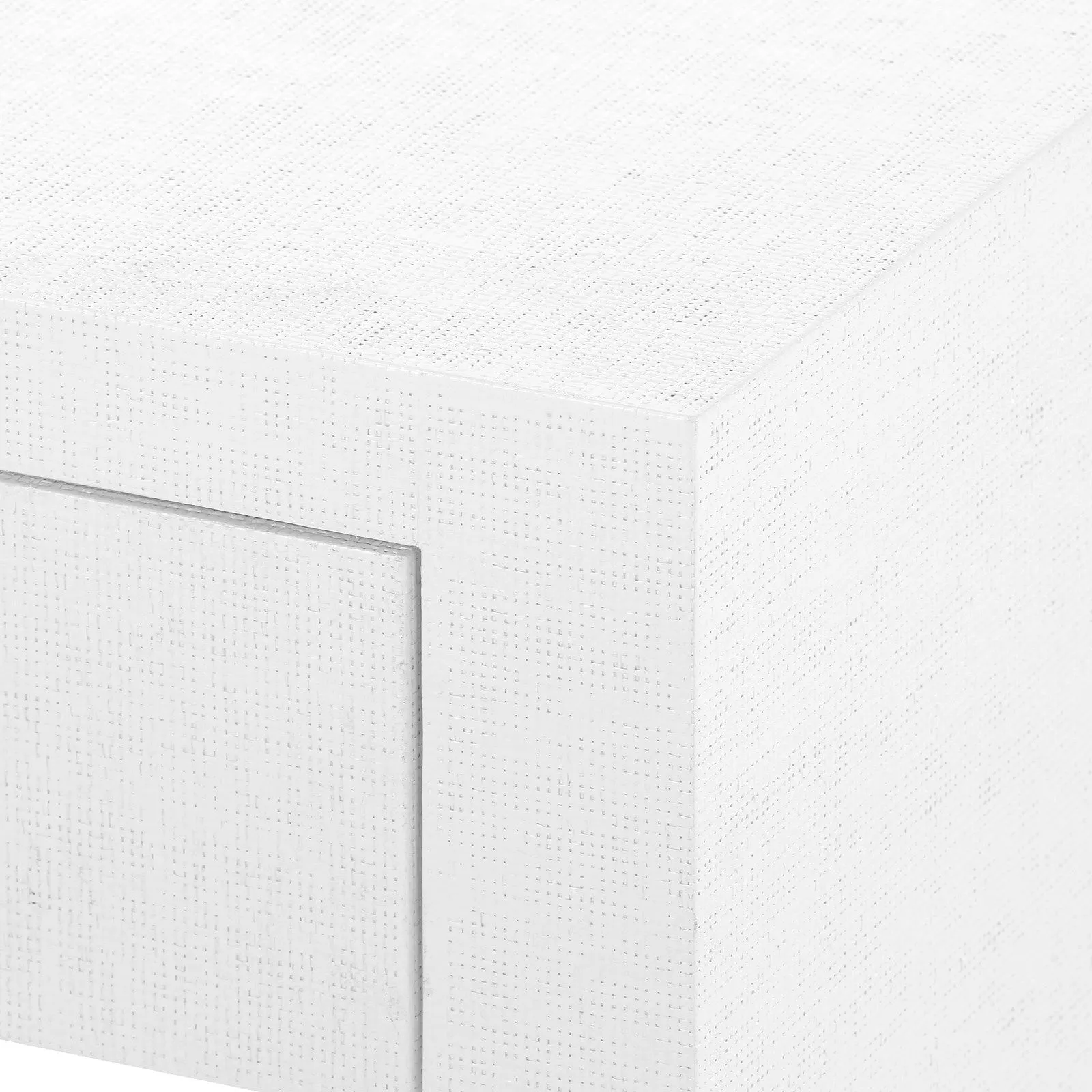 Morgan Grasscloth 1-Drawer Side Table / Chiffon White