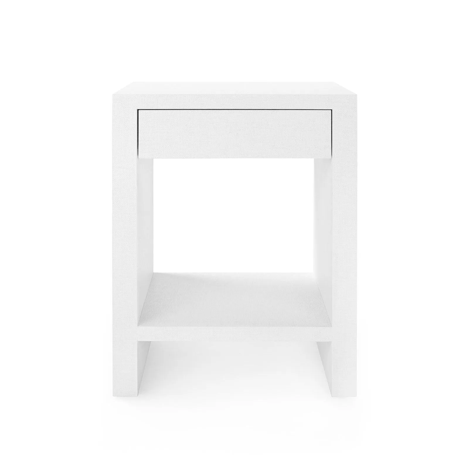 Morgan Grasscloth 1-Drawer Side Table / Chiffon White