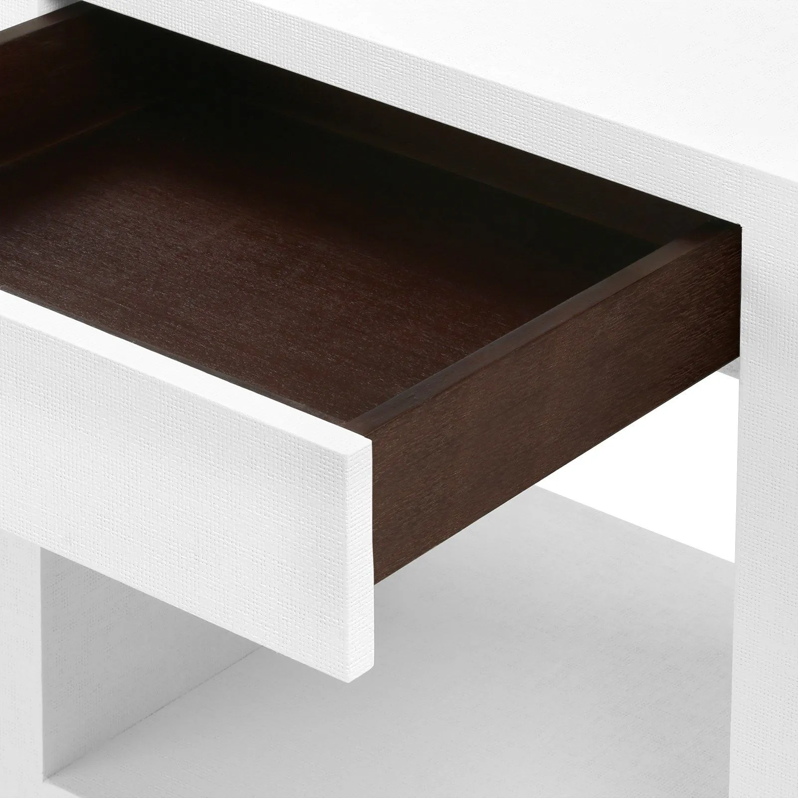 Morgan Grasscloth 1-Drawer Side Table / Chiffon White