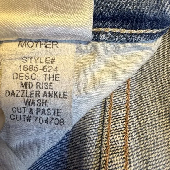 MOTHER Jeans The Dazzler Ankle Denim Women's 24 Mid Rise Classic Flaw *READ*