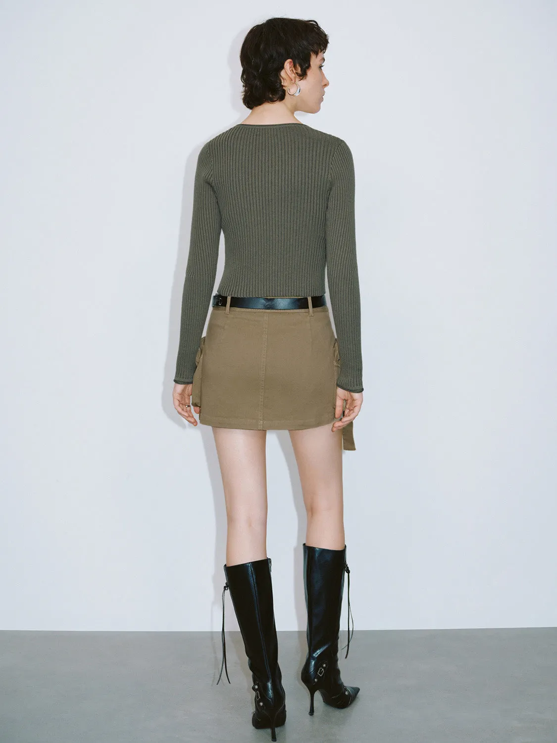 Multi Pocket Mini A-Line Skirt