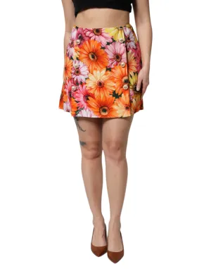 Multicolor Floral High Waist Mini Skirt
