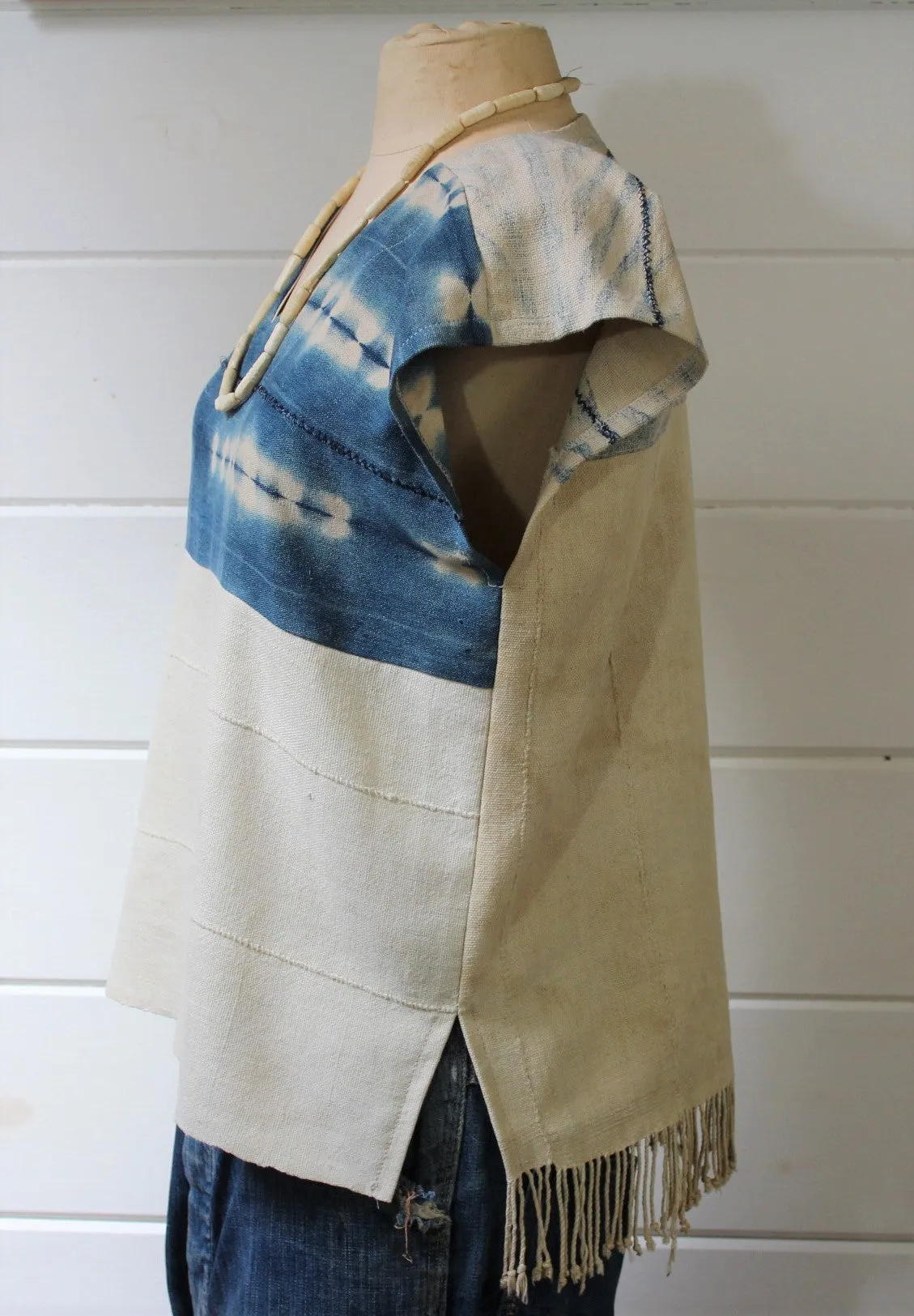 Natural   Indigo Patchwork Top