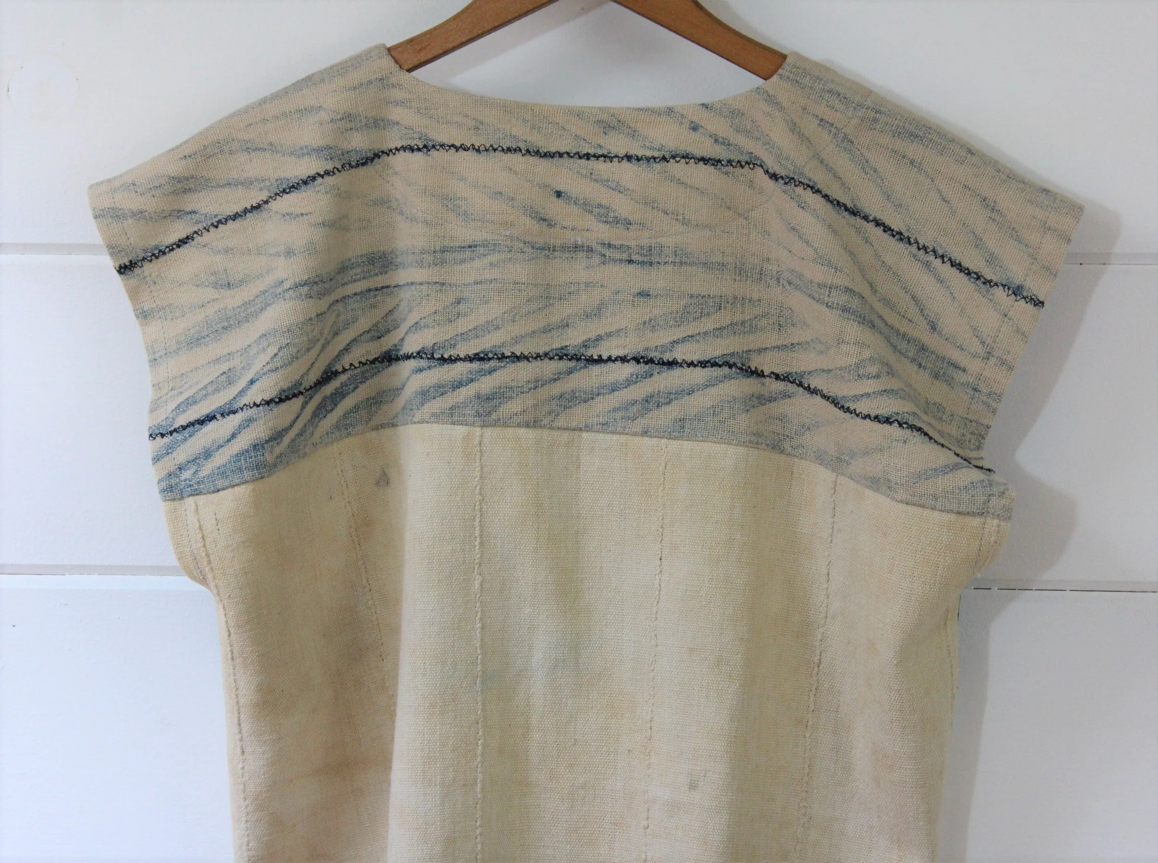 Natural   Indigo Patchwork Top