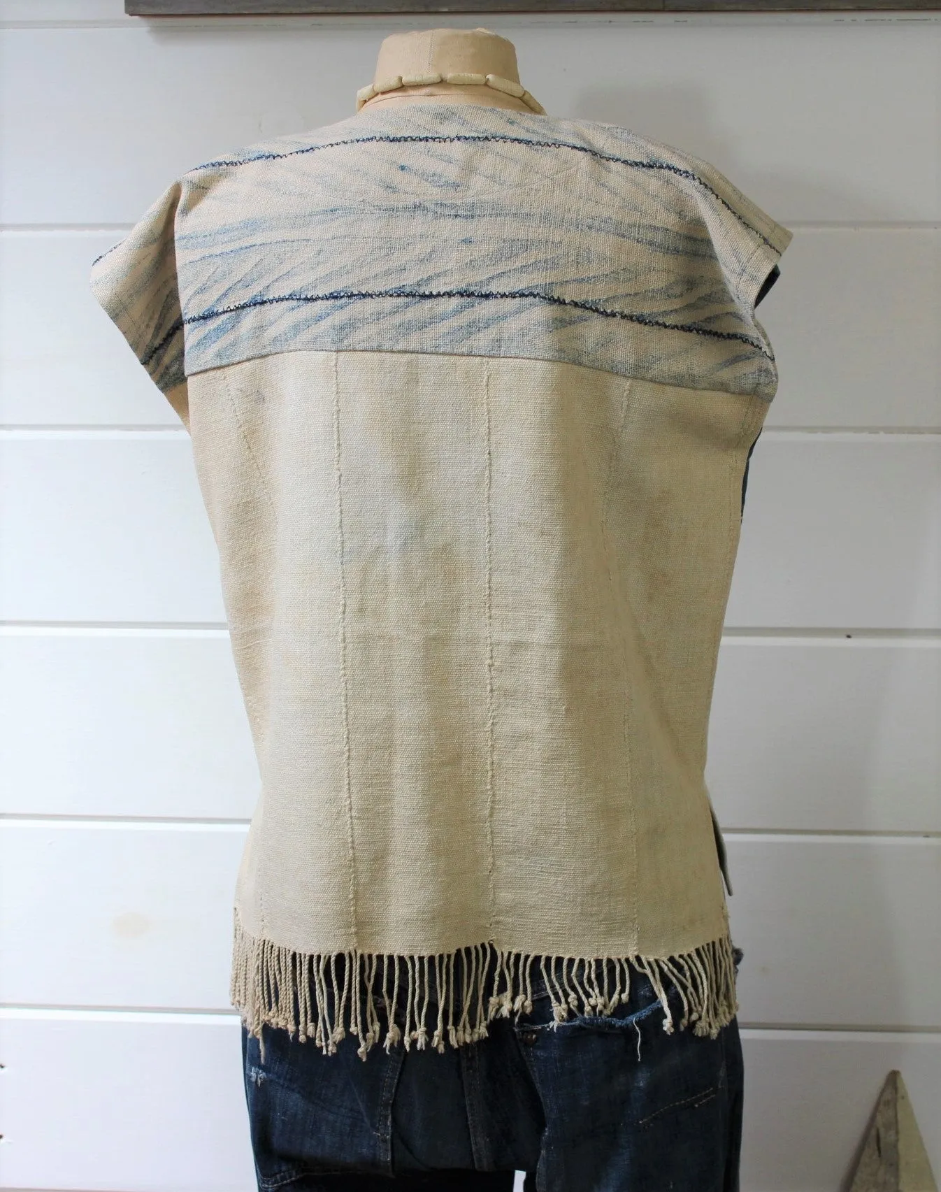 Natural   Indigo Patchwork Top