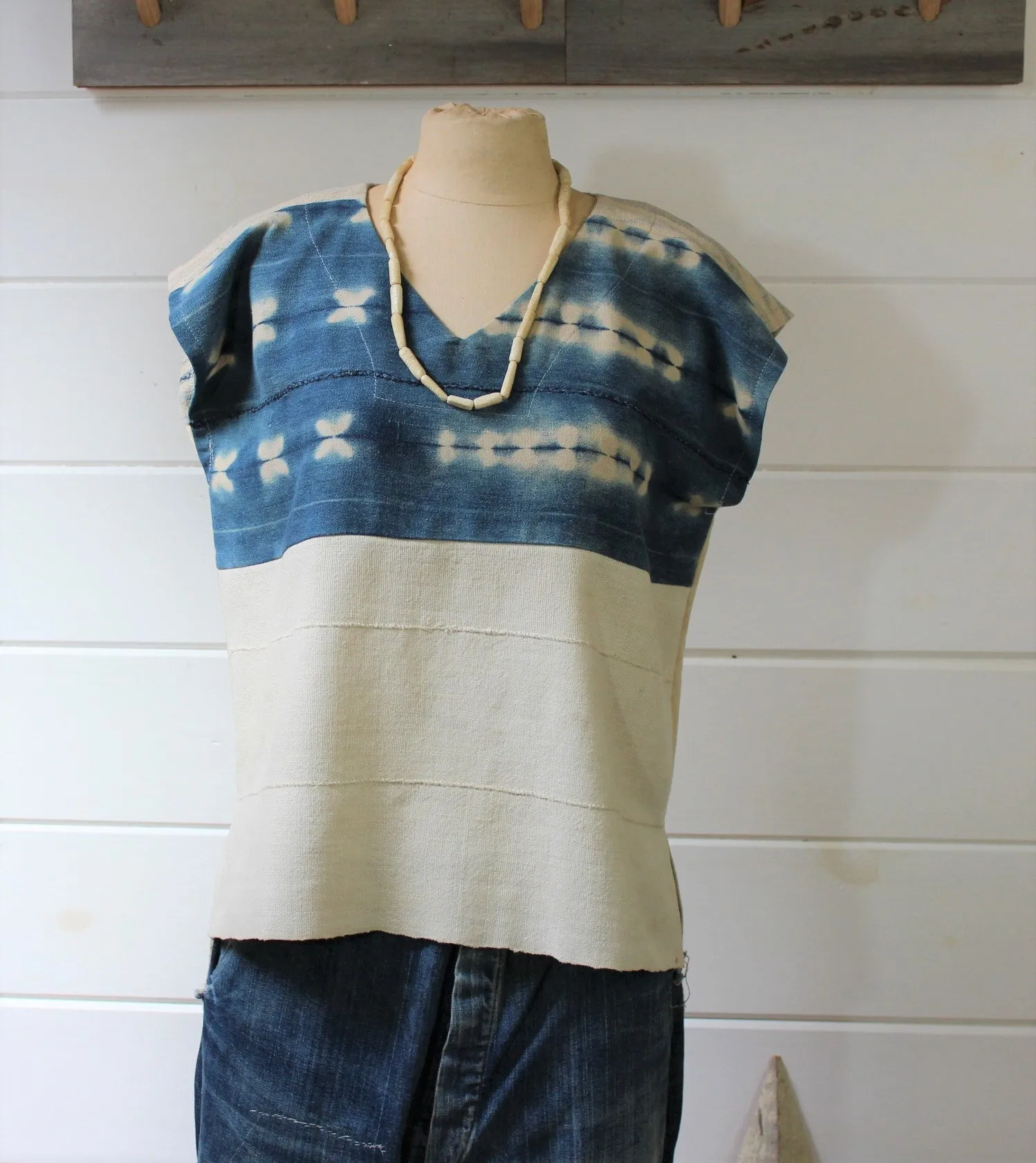 Natural   Indigo Patchwork Top