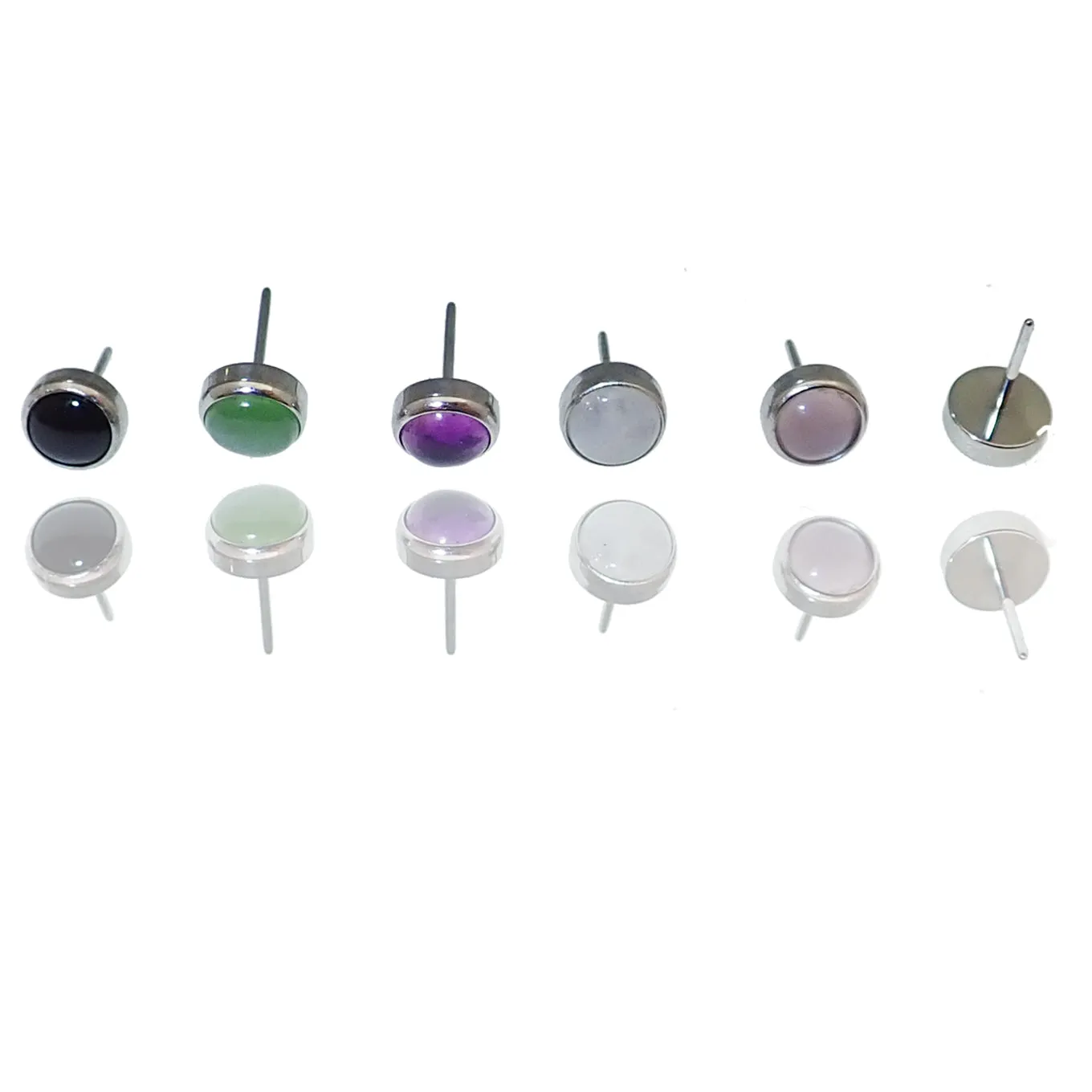 Natural Stone Threadless tops Titanium 4mm or 5mm