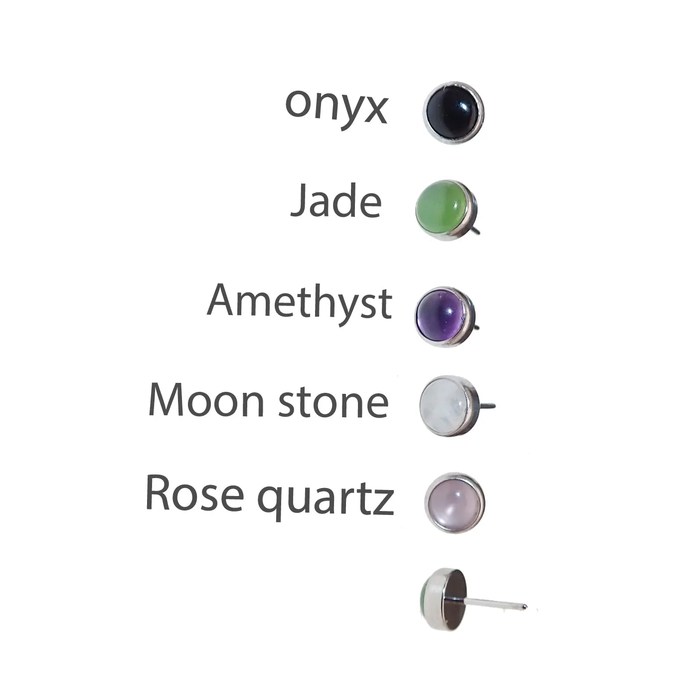 Natural Stone Threadless tops Titanium 4mm or 5mm