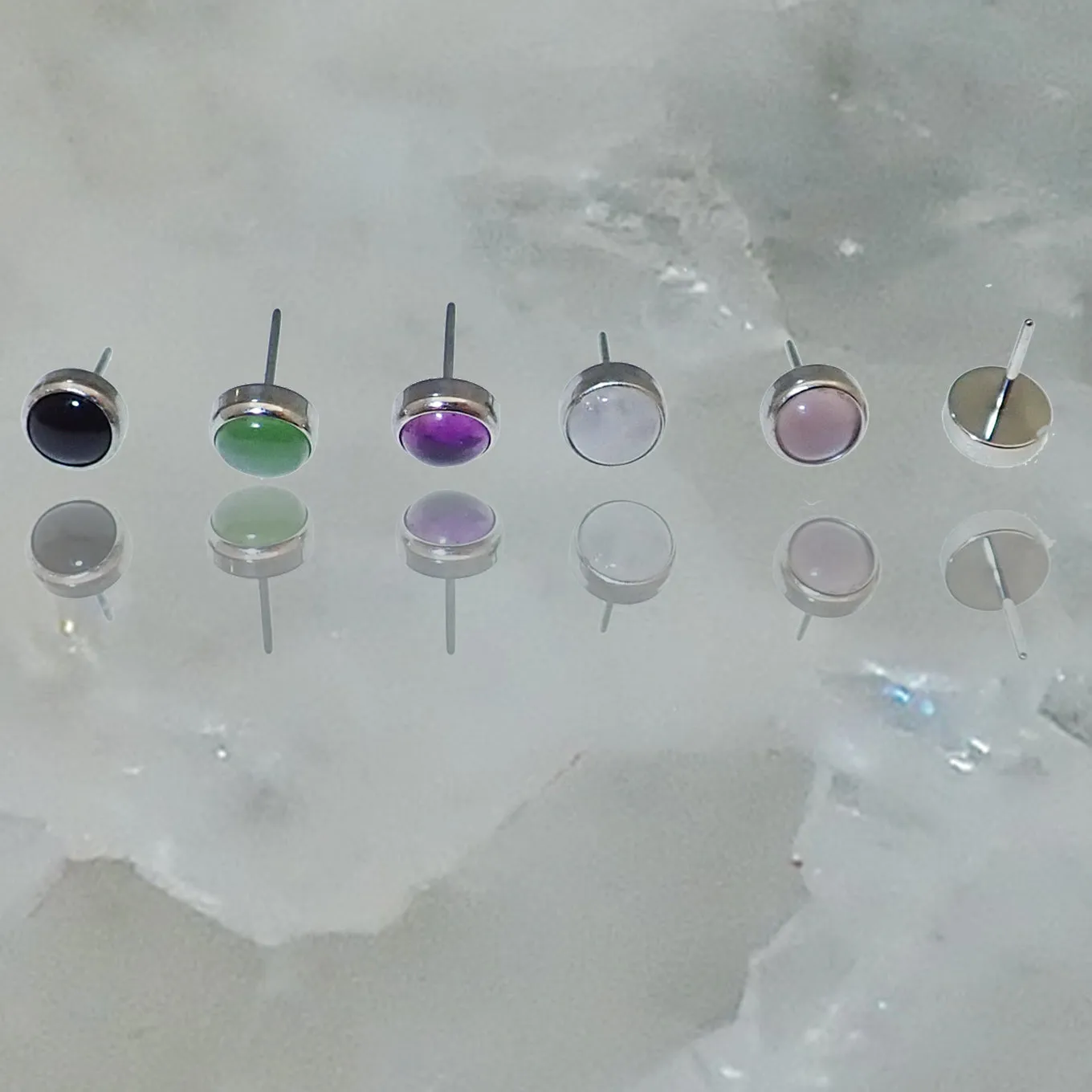 Natural Stone Threadless tops Titanium 4mm or 5mm