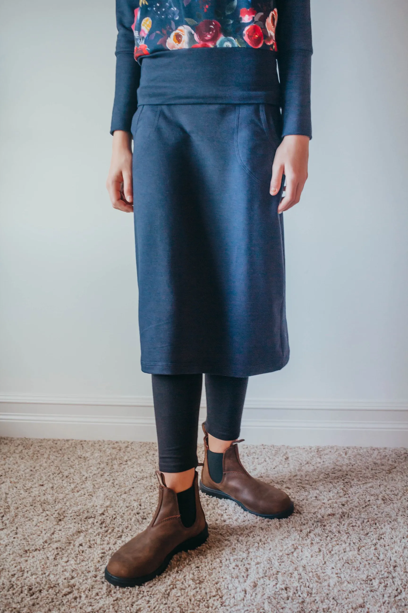 Navy Bamboo Skirt