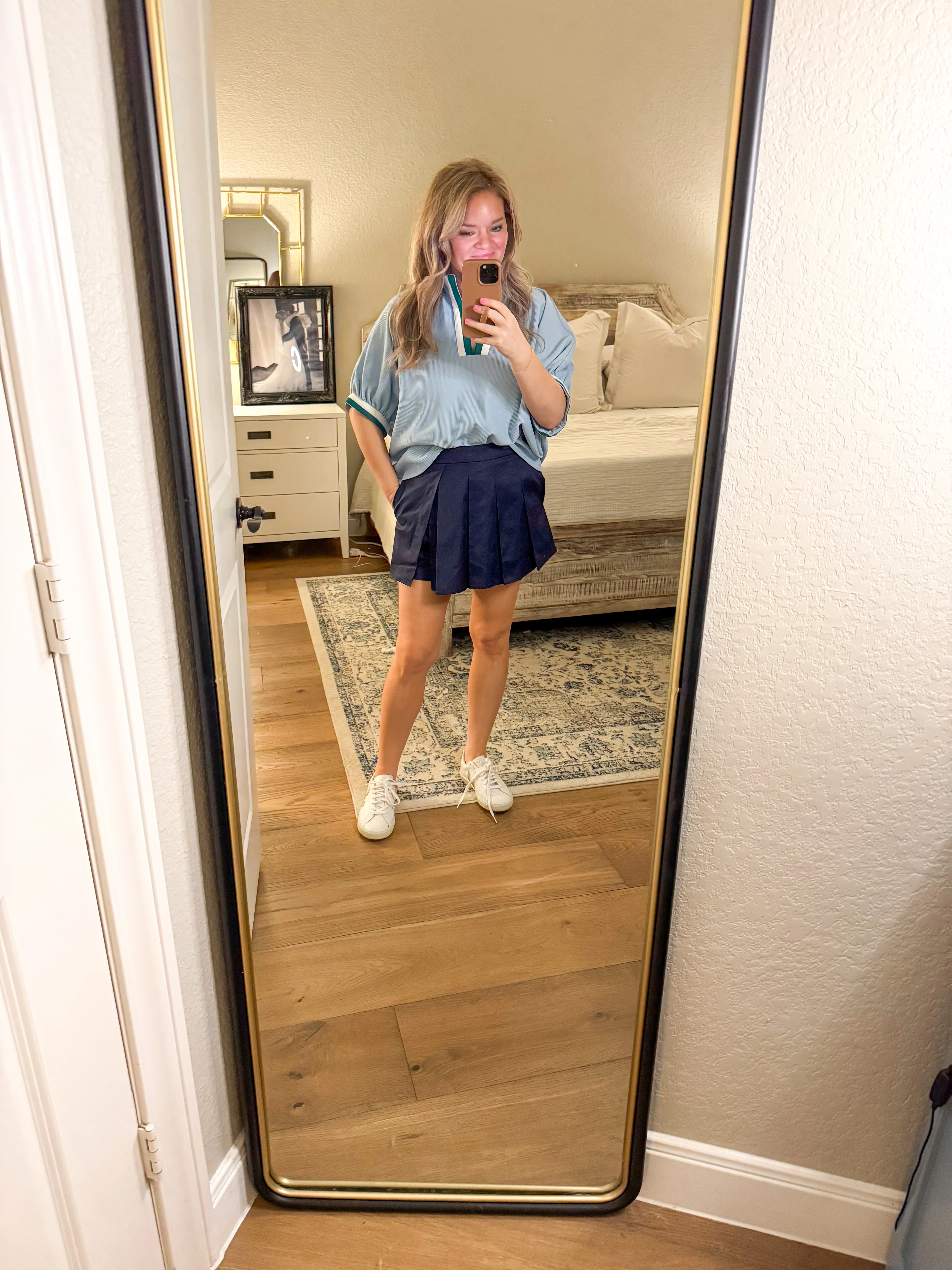 Navy Pleated Skort