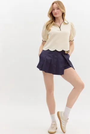 Navy Pleated Skort