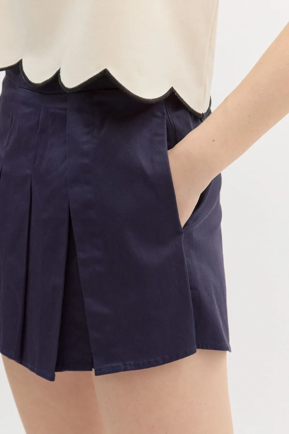 Navy Pleated Skort