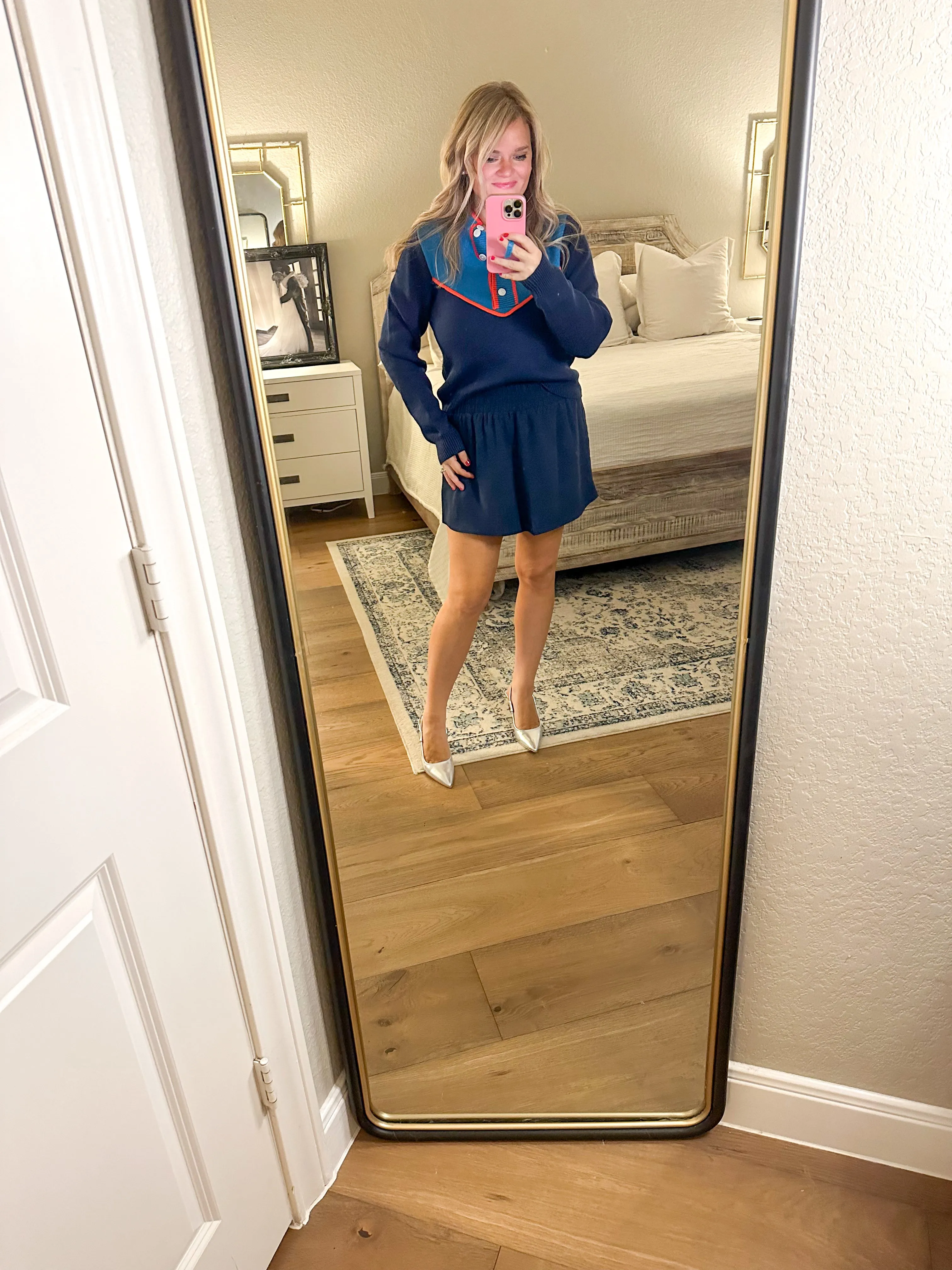 Navy Smocked Skort