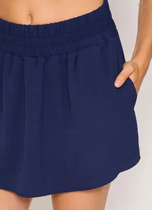 Navy Smocked Skort
