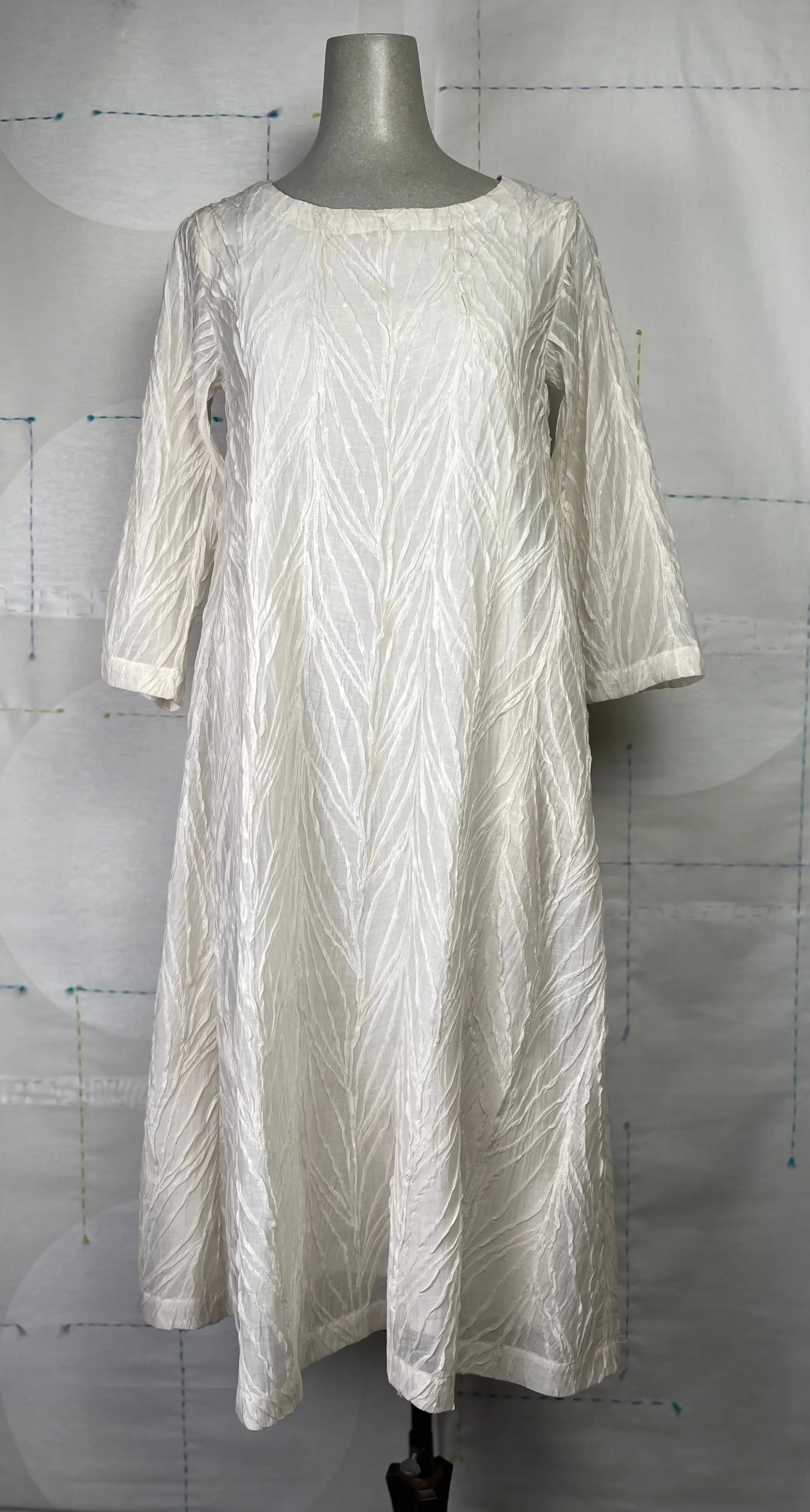 Neeru Kumar  ~  Sheer Embroidered Dress with Slip - White/White