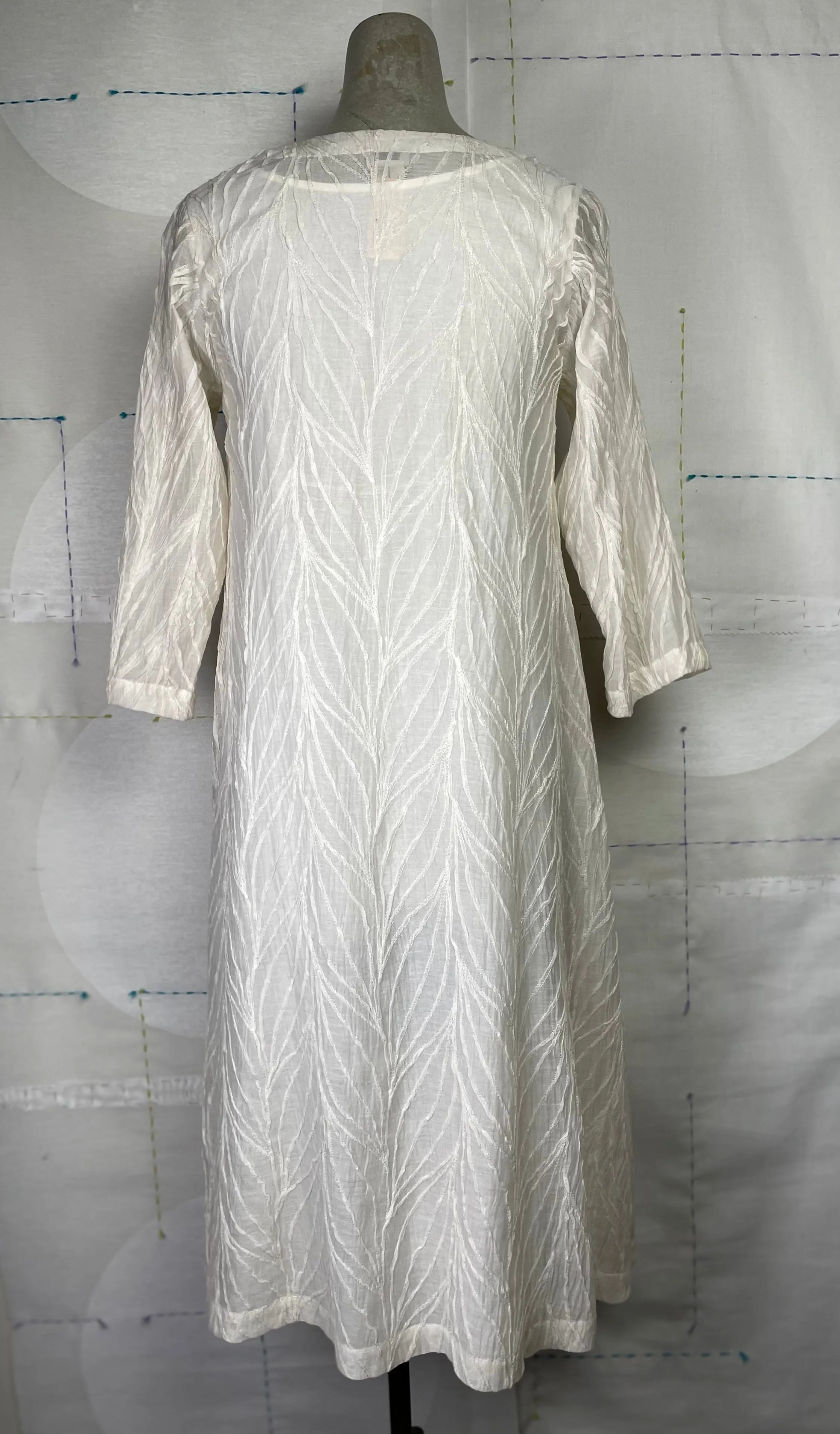Neeru Kumar  ~  Sheer Embroidered Dress with Slip - White/White